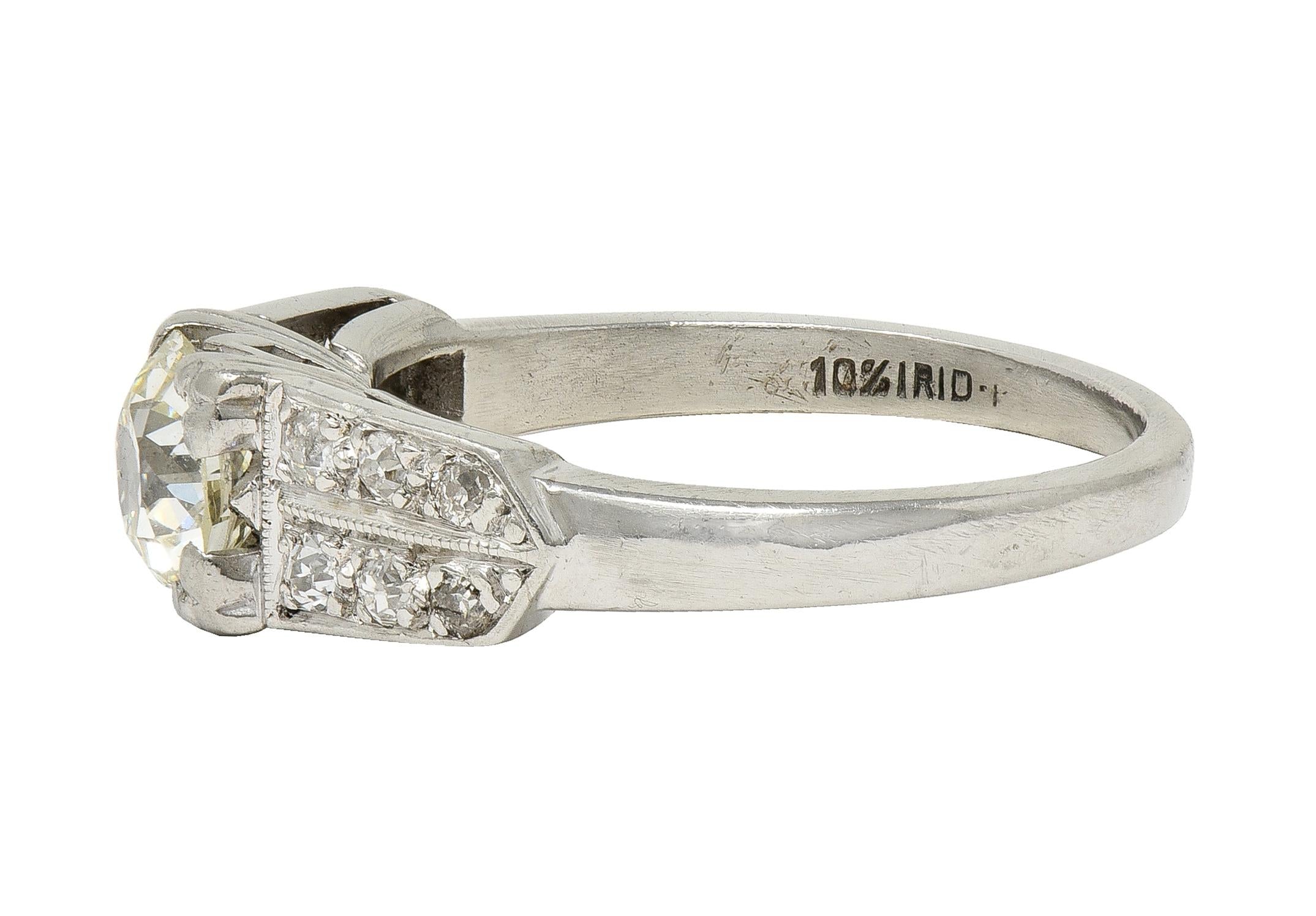 Late Art Deco 1.10 CTW Old European Diamond Platinum Vintage Engagement Ring