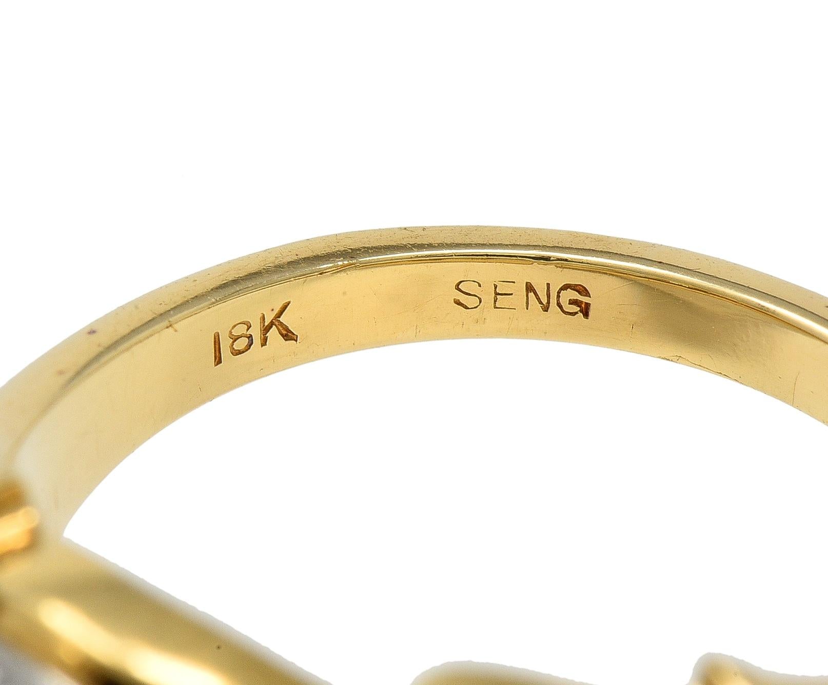 Mid-Century 1.12 CTW Diamond Platinum 18 Karat Gold Vintage Twist Band Ring