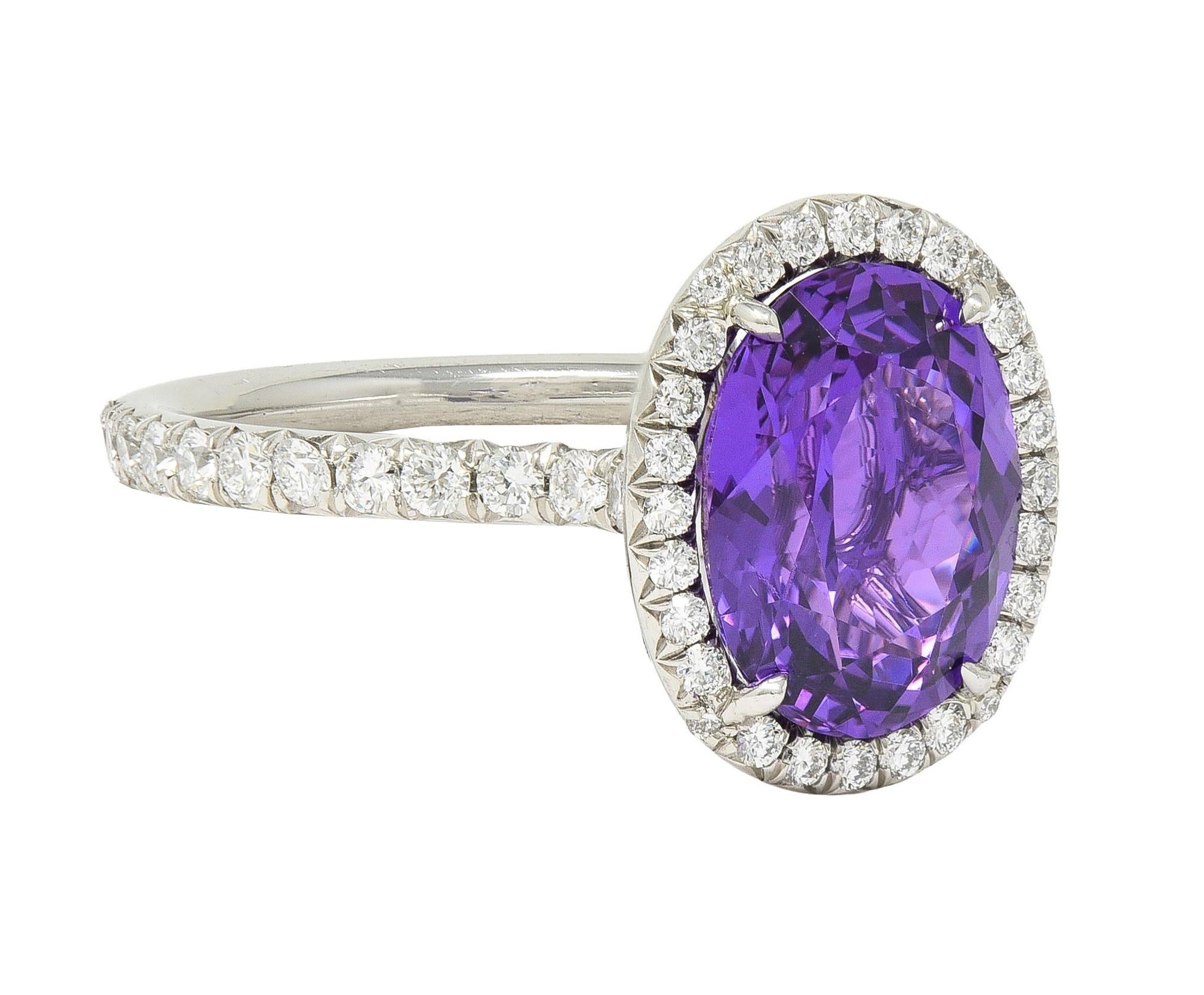Tiffany & Co. 3.78 CTW No Heat Ceylon Purple Sapphire Diamond Platinum Ring GIA