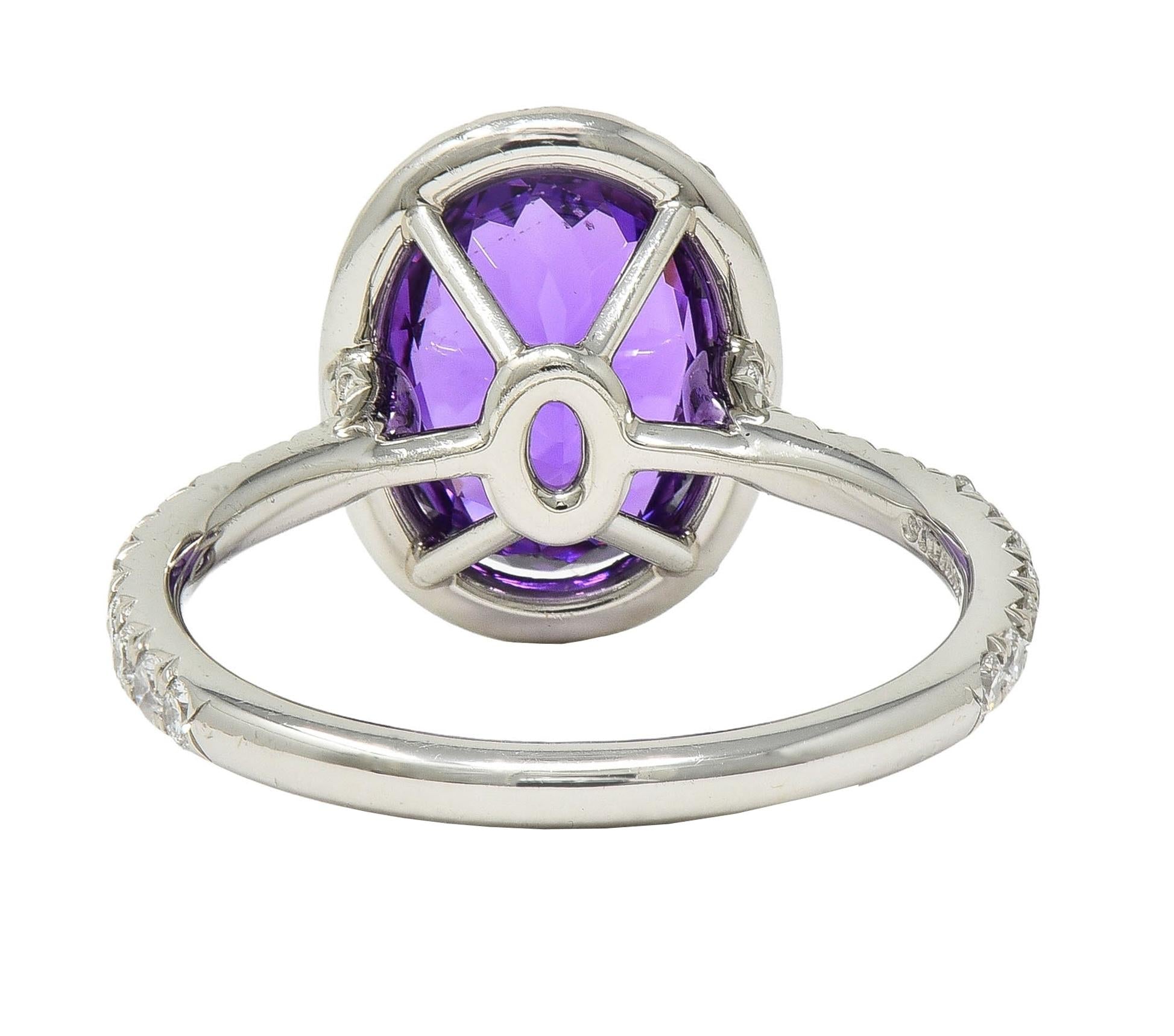 Tiffany & Co. 3.78 CTW No Heat Ceylon Purple Sapphire Diamond Platinum Ring GIA