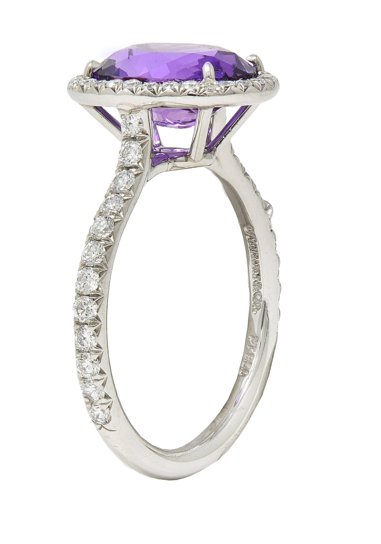 Tiffany & Co. 3.78 CTW No Heat Ceylon Purple Sapphire Diamond Platinum Ring GIA