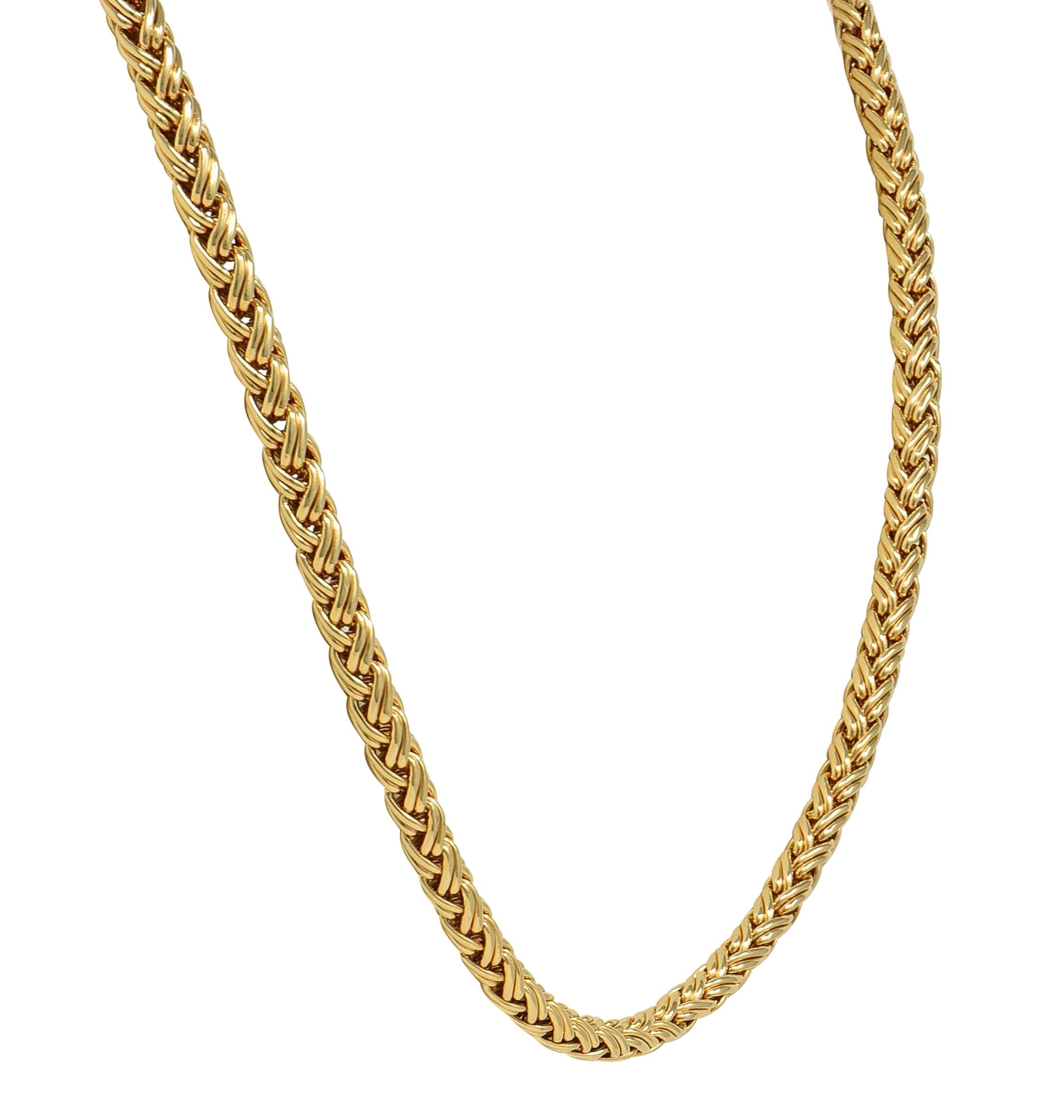 Tiffany & Co. 1980's 14 Karat Yellow Gold Vintage Wheat Chain Necklace
