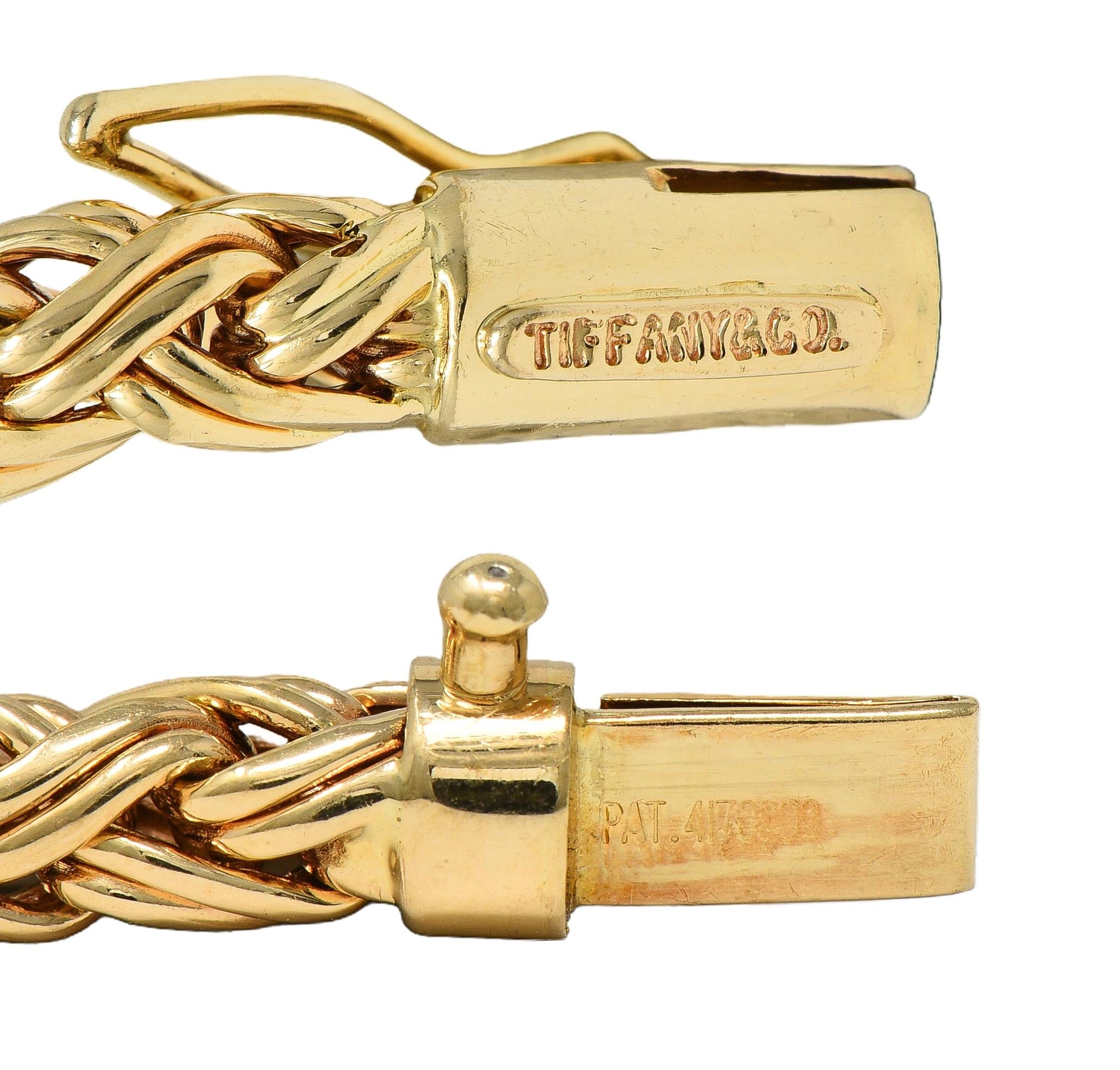 Tiffany & Co. 1980's 14 Karat Yellow Gold Vintage Wheat Chain Necklace