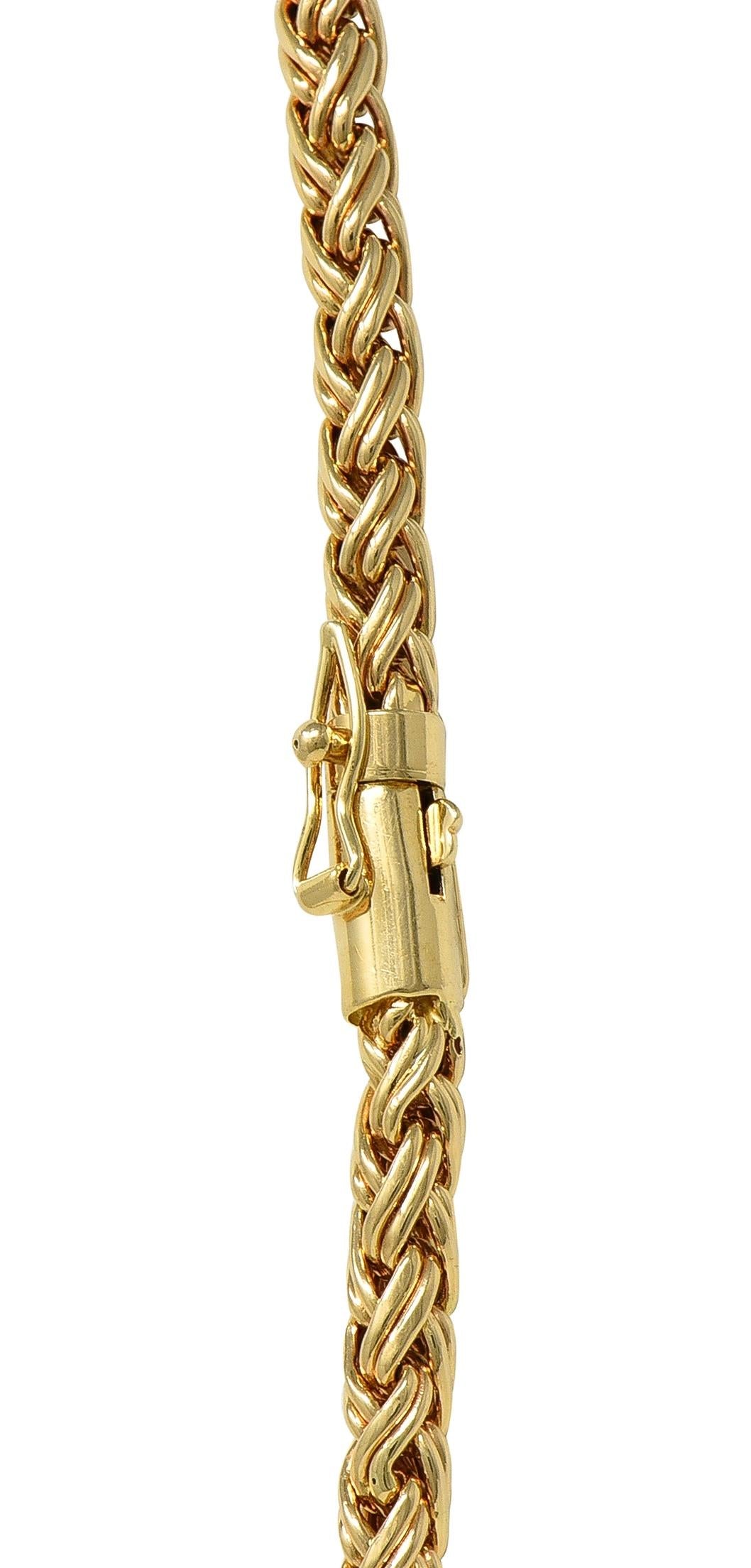 Tiffany & Co. 1980's 14 Karat Yellow Gold Vintage Wheat Chain Necklace