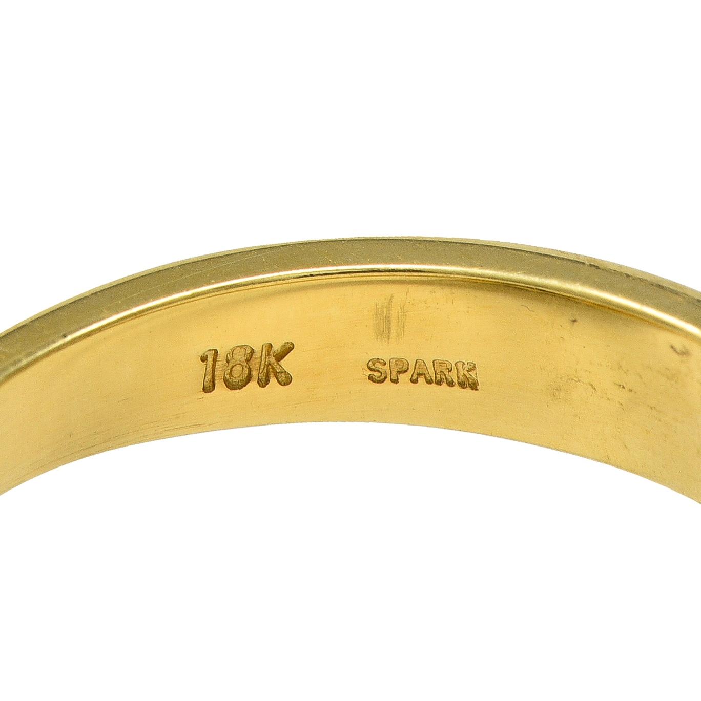 Spark 1990's 2.25 CTW Sapphire Diamond 18 Karat Two-Tone Gold Vintage Halo Ring