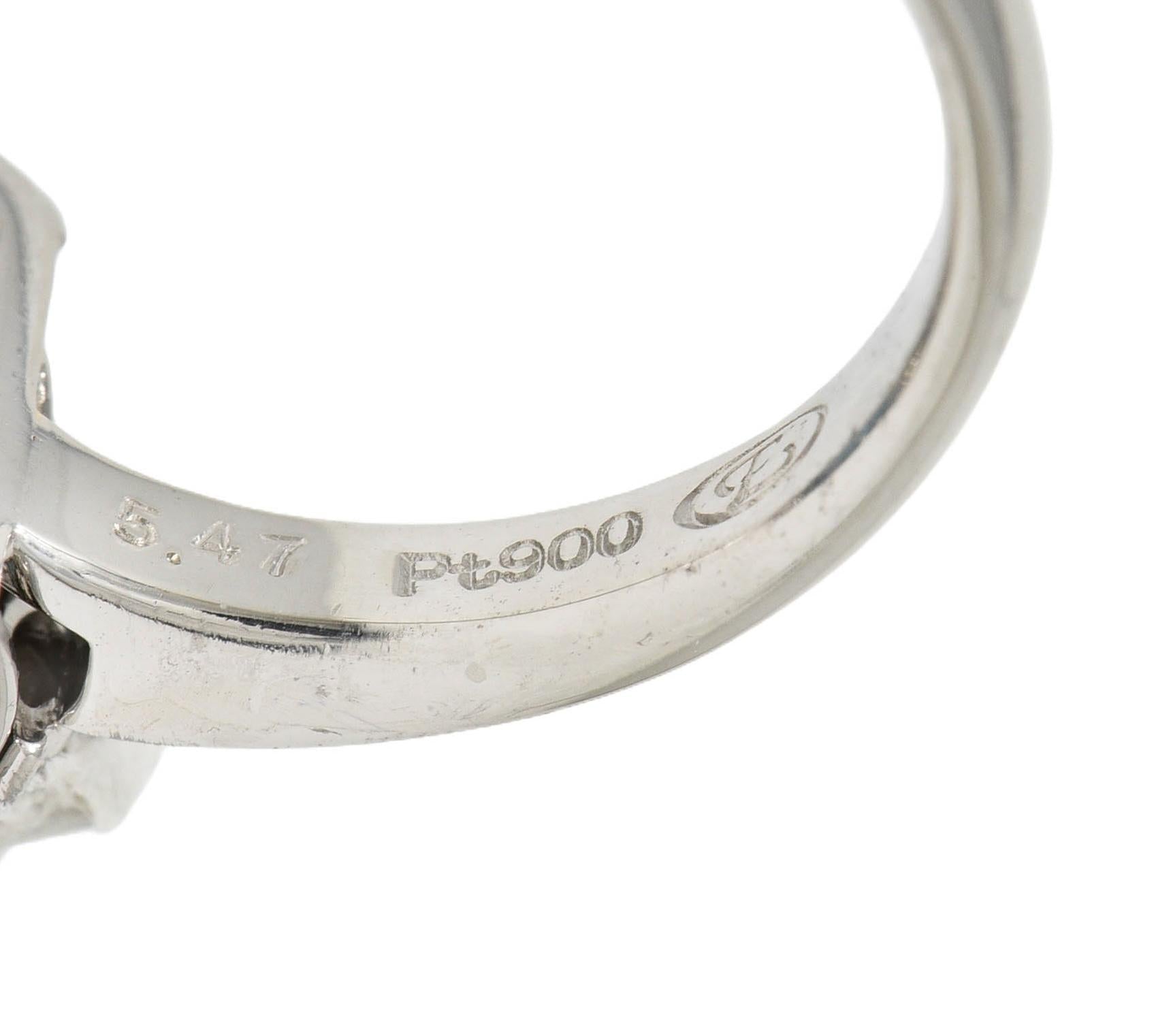 Contemporary 5.71 CTW Aquamarine Diamond Platinum Cluster Cocktail Ring