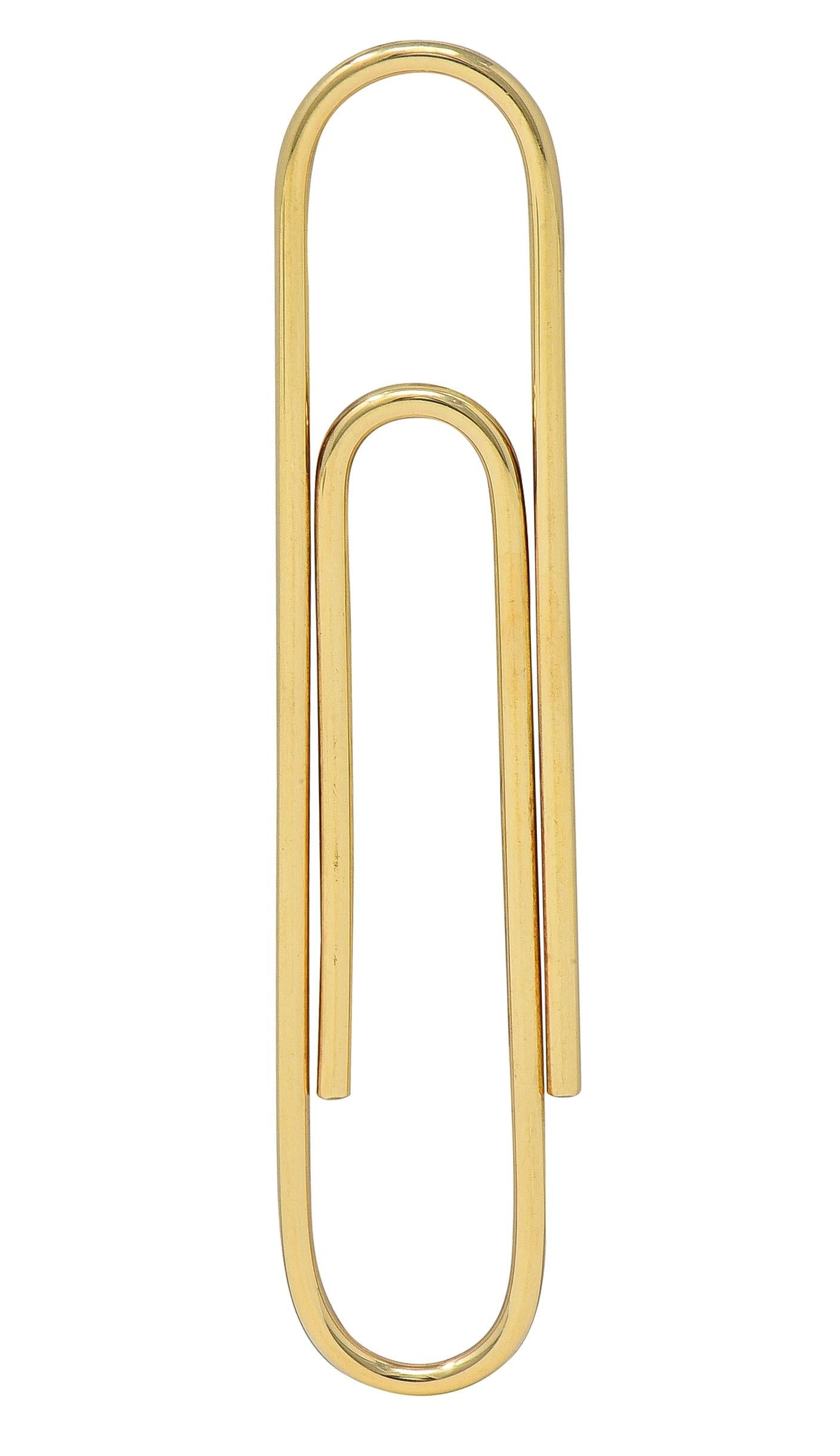 Tiffany & Co. 1980's 14 Karat Yellow Gold Vintage Large Paperclip Pendant