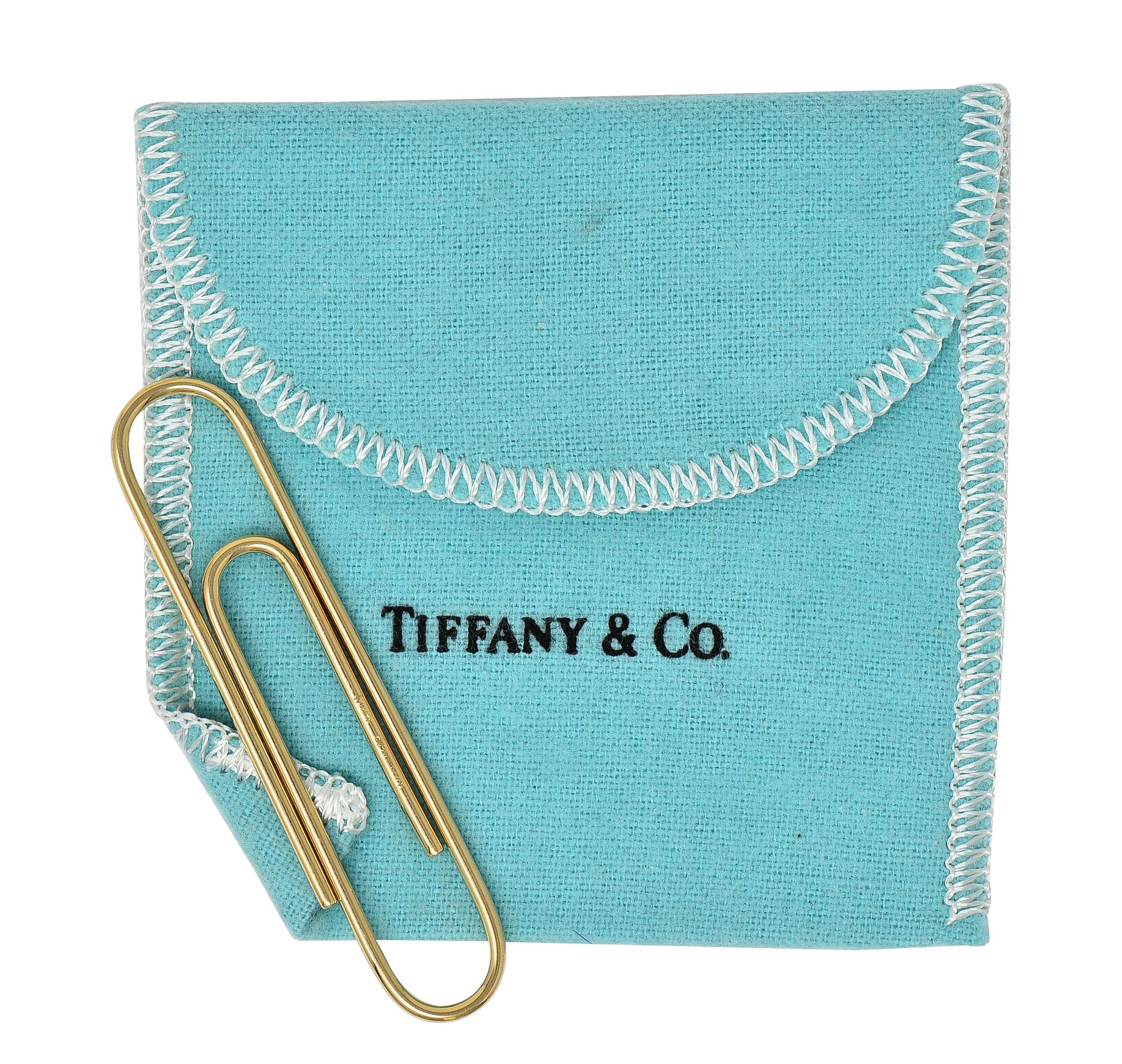 Tiffany & Co. 1980's 14 Karat Yellow Gold Vintage Large Paperclip Pendant