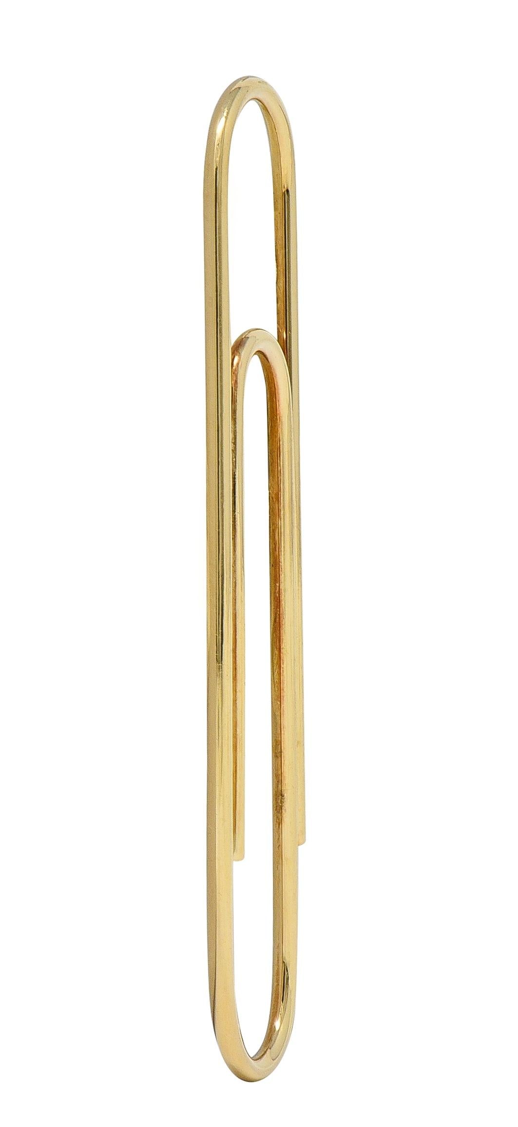 Tiffany & Co. 1980's 14 Karat Yellow Gold Vintage Large Paperclip Pendant