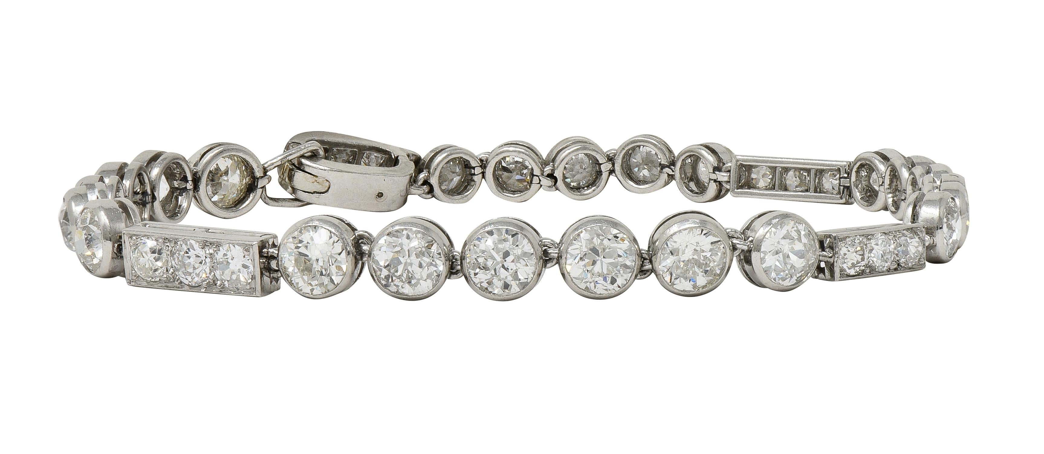 Art Deco 7.60 CTW Diamond Platinum Antique Line Bracelet