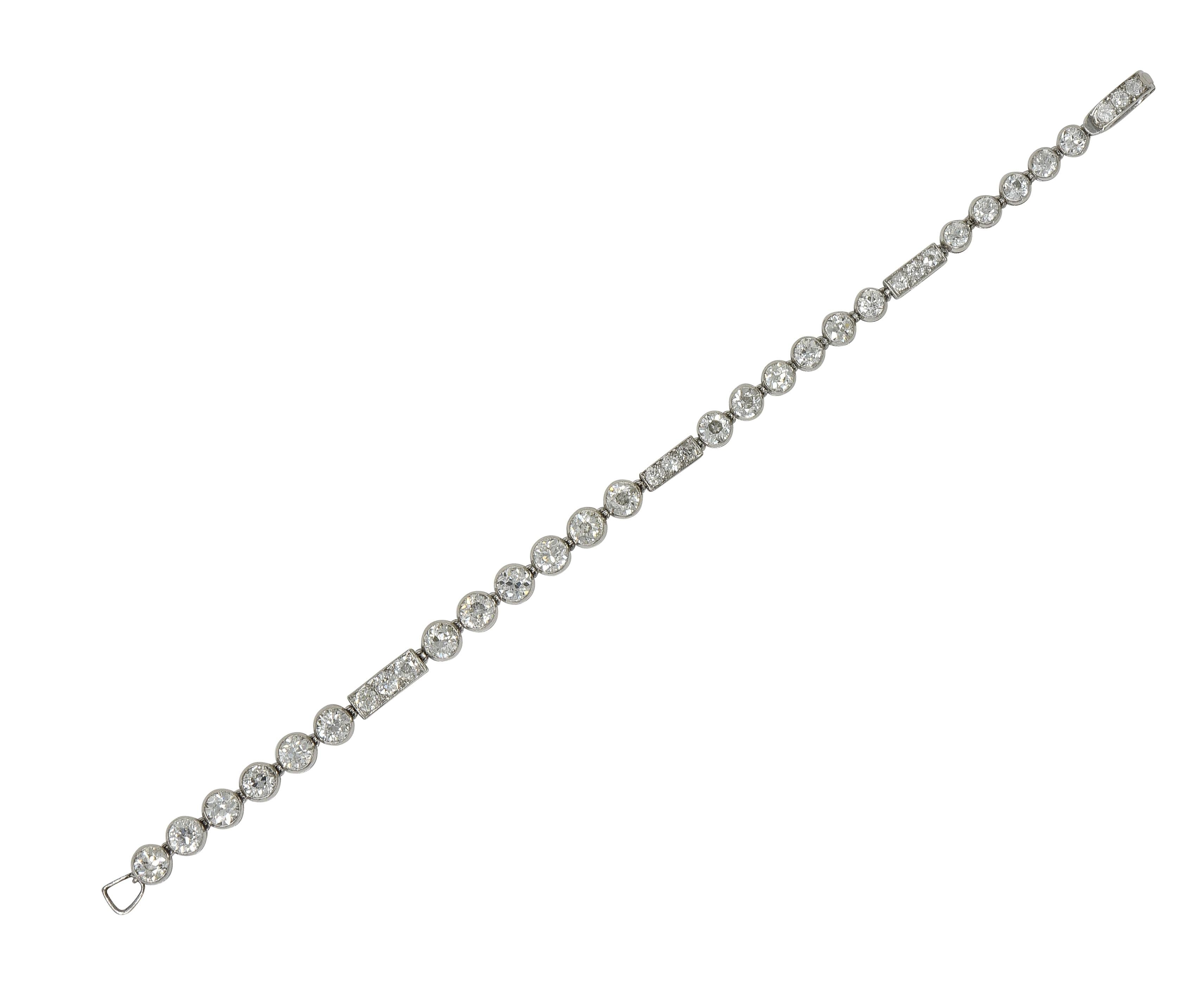 Art Deco 7.60 CTW Diamond Platinum Antique Line Bracelet