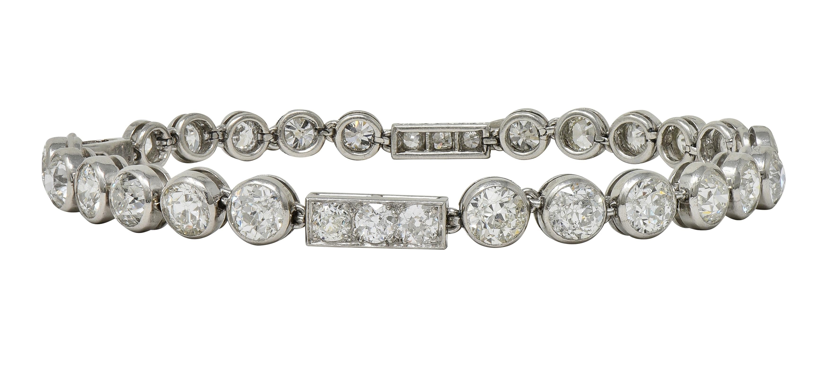 Art Deco 7.60 CTW Diamond Platinum Antique Line Bracelet