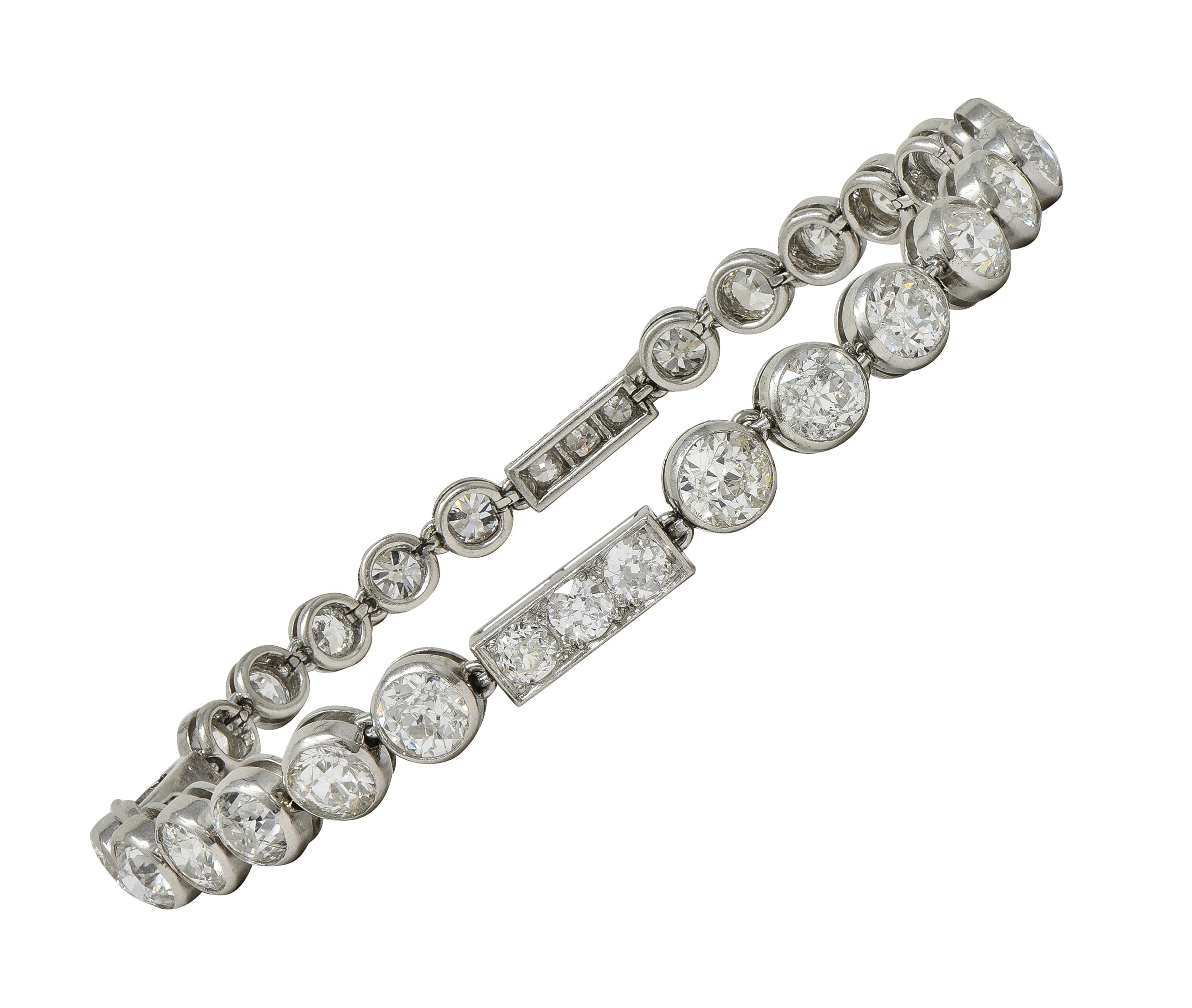 Art Deco 7.60 CTW Diamond Platinum Antique Line Bracelet