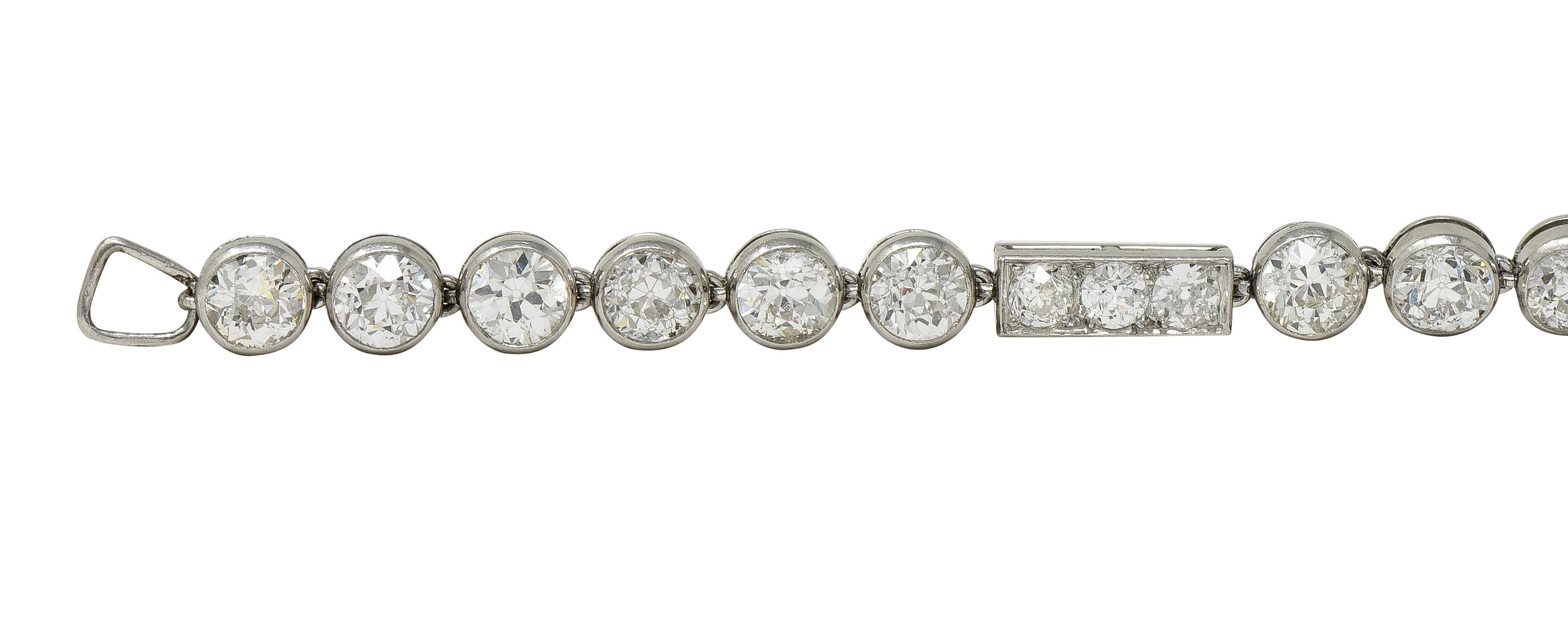 Art Deco 7.60 CTW Diamond Platinum Antique Line Bracelet