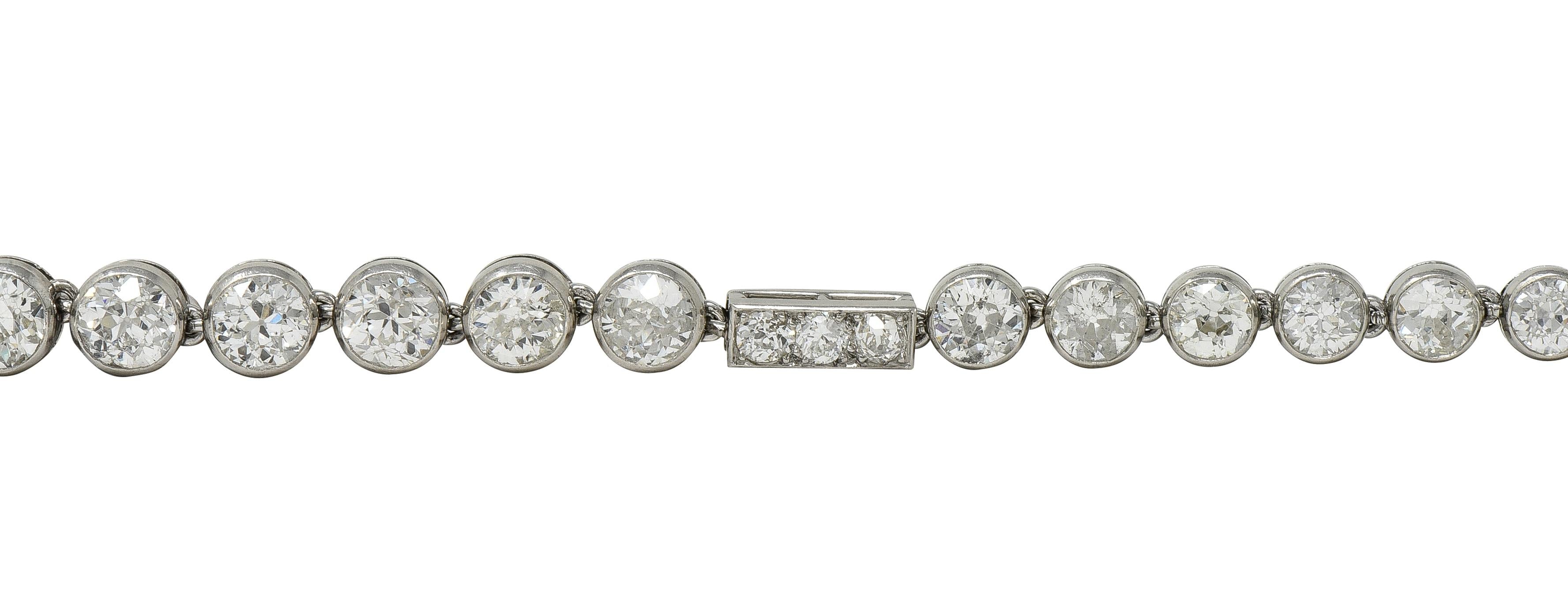 Art Deco 7.60 CTW Diamond Platinum Antique Line Bracelet