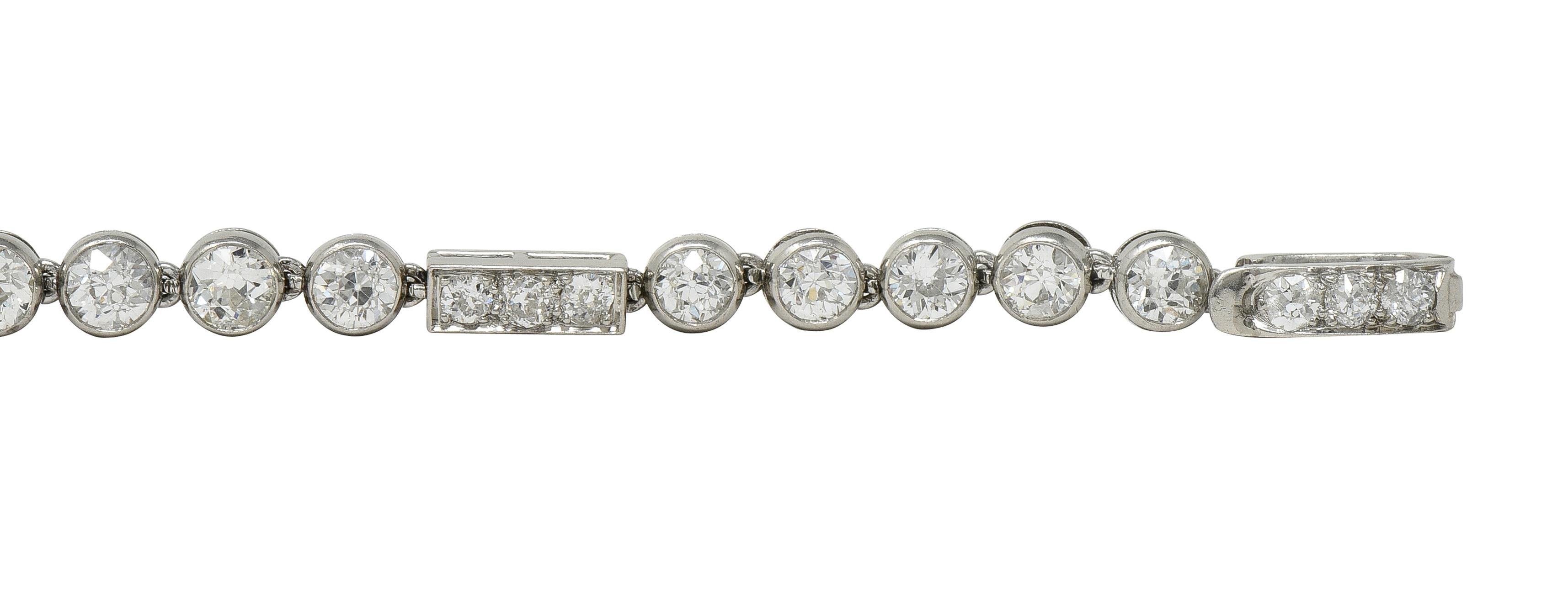 Art Deco 7.60 CTW Diamond Platinum Antique Line Bracelet