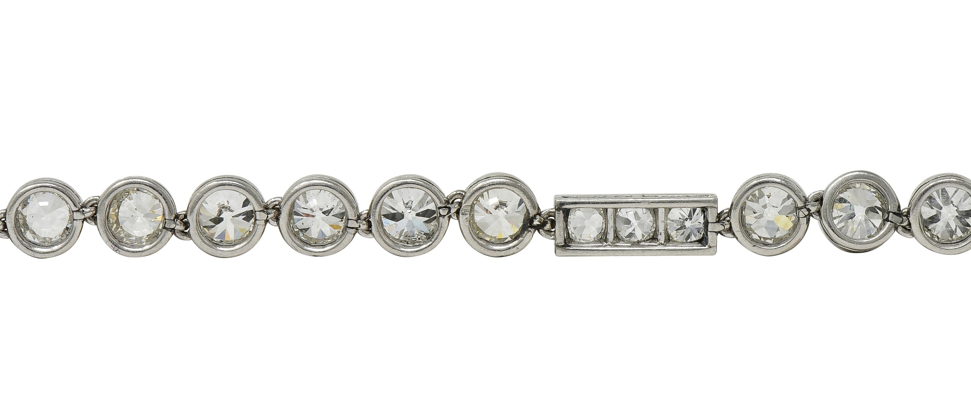 Art Deco 7.60 CTW Diamond Platinum Antique Line Bracelet