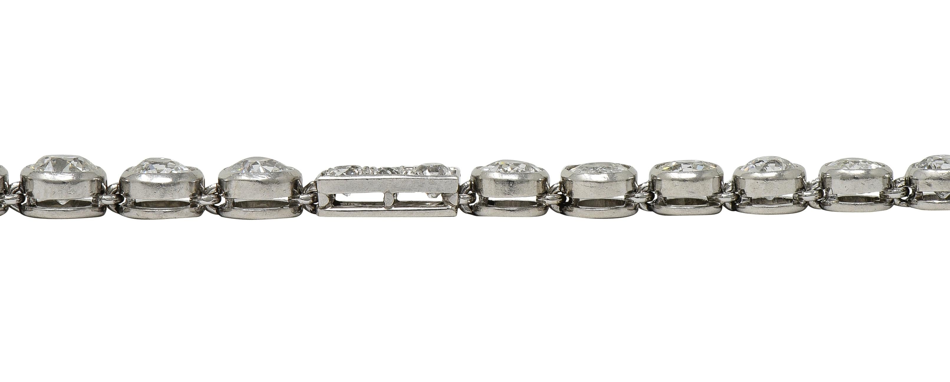 Art Deco 7.60 CTW Diamond Platinum Antique Line Bracelet