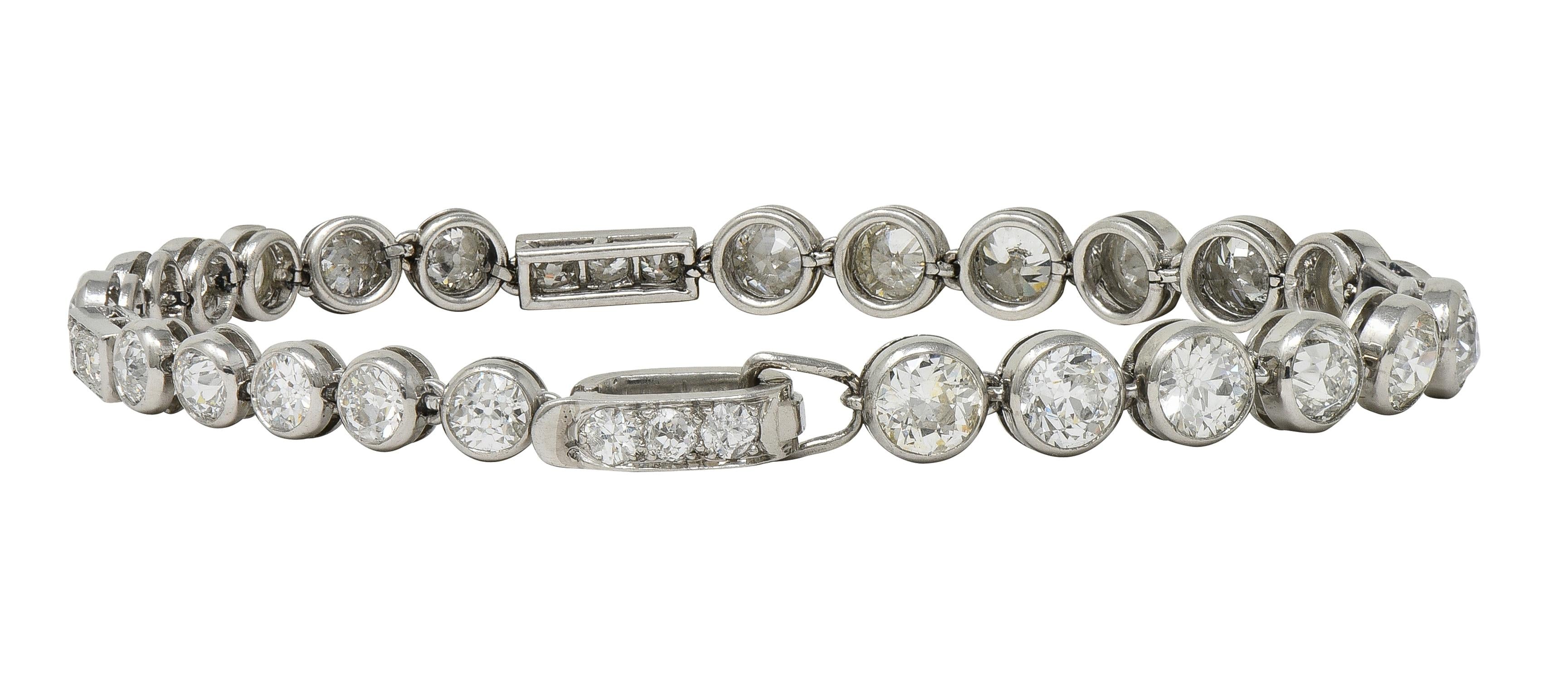 Art Deco 7.60 CTW Diamond Platinum Antique Line Bracelet