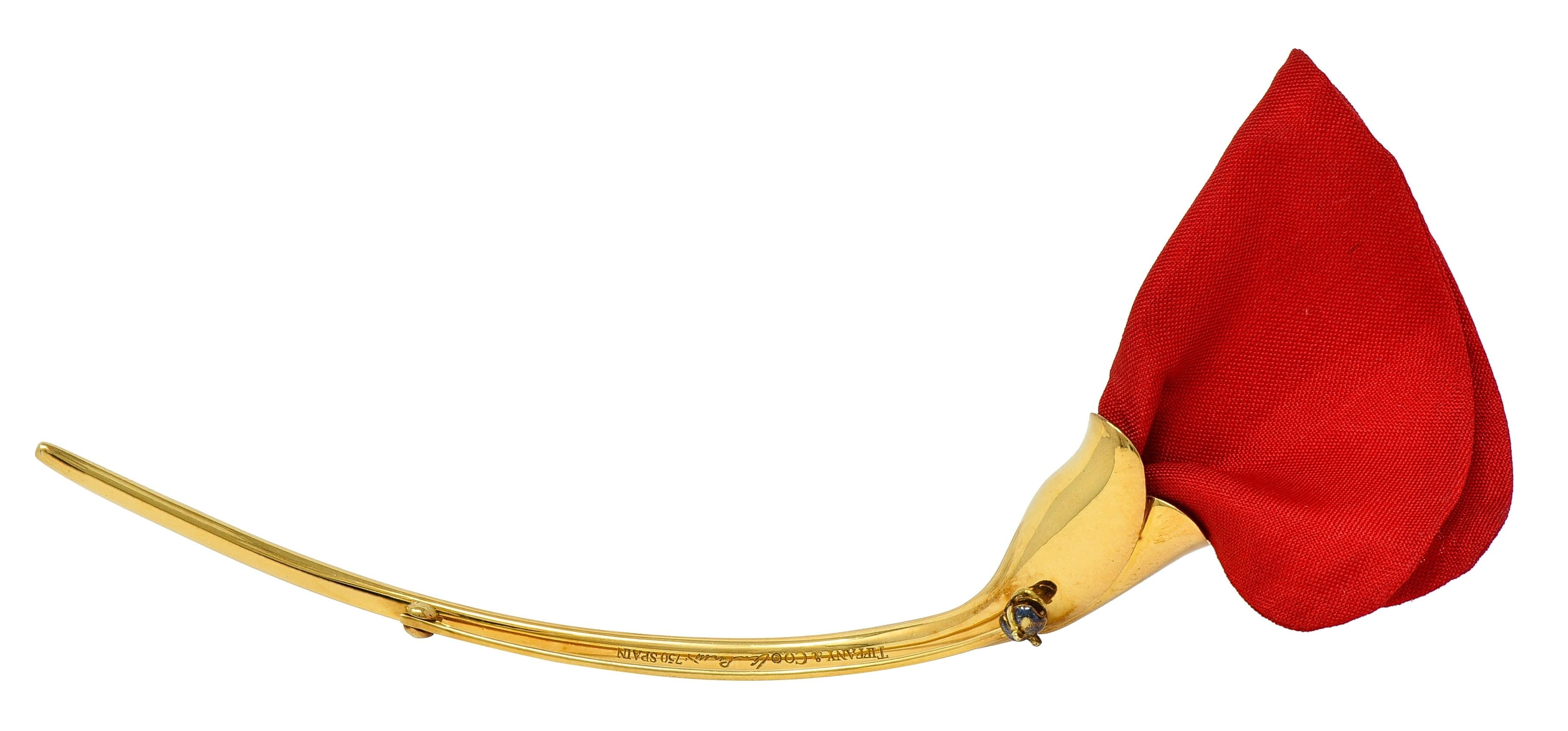 Elsa Peretti Tiffany & Co. 1980's Silk 18K Gold Vintage Amapola Flower Brooch