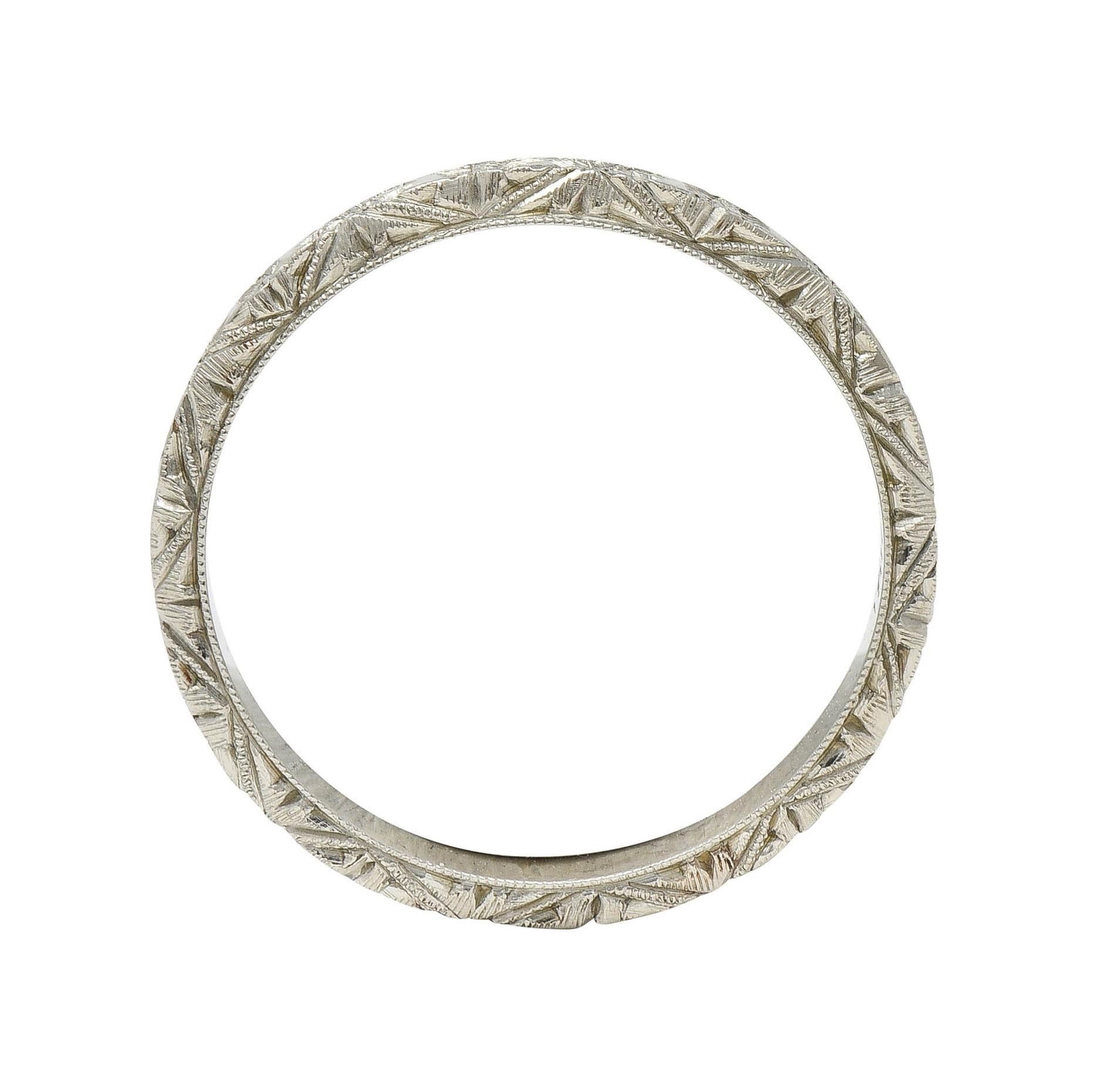 Art Deco 18 Karat White Gold Vintage Orange Blossom Wedding Band Ring