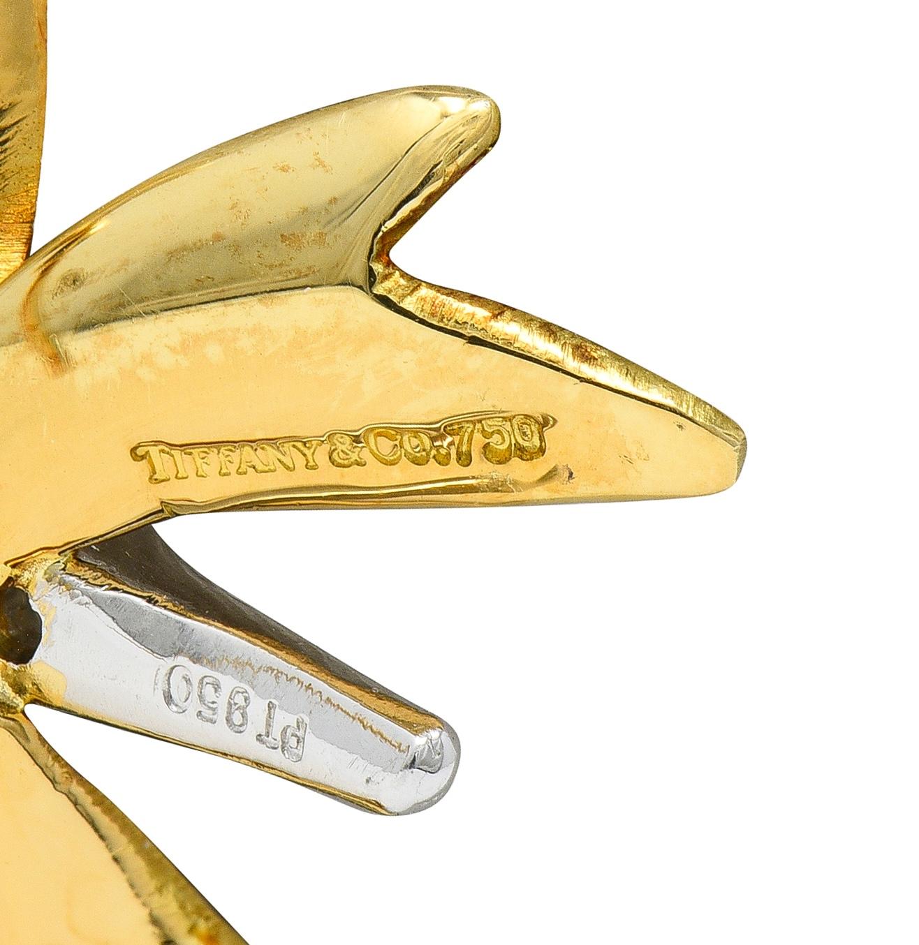Tiffany & Co. 1990's Diamond Platinum 18K Yellow Gold Vintage Butterfly Brooch