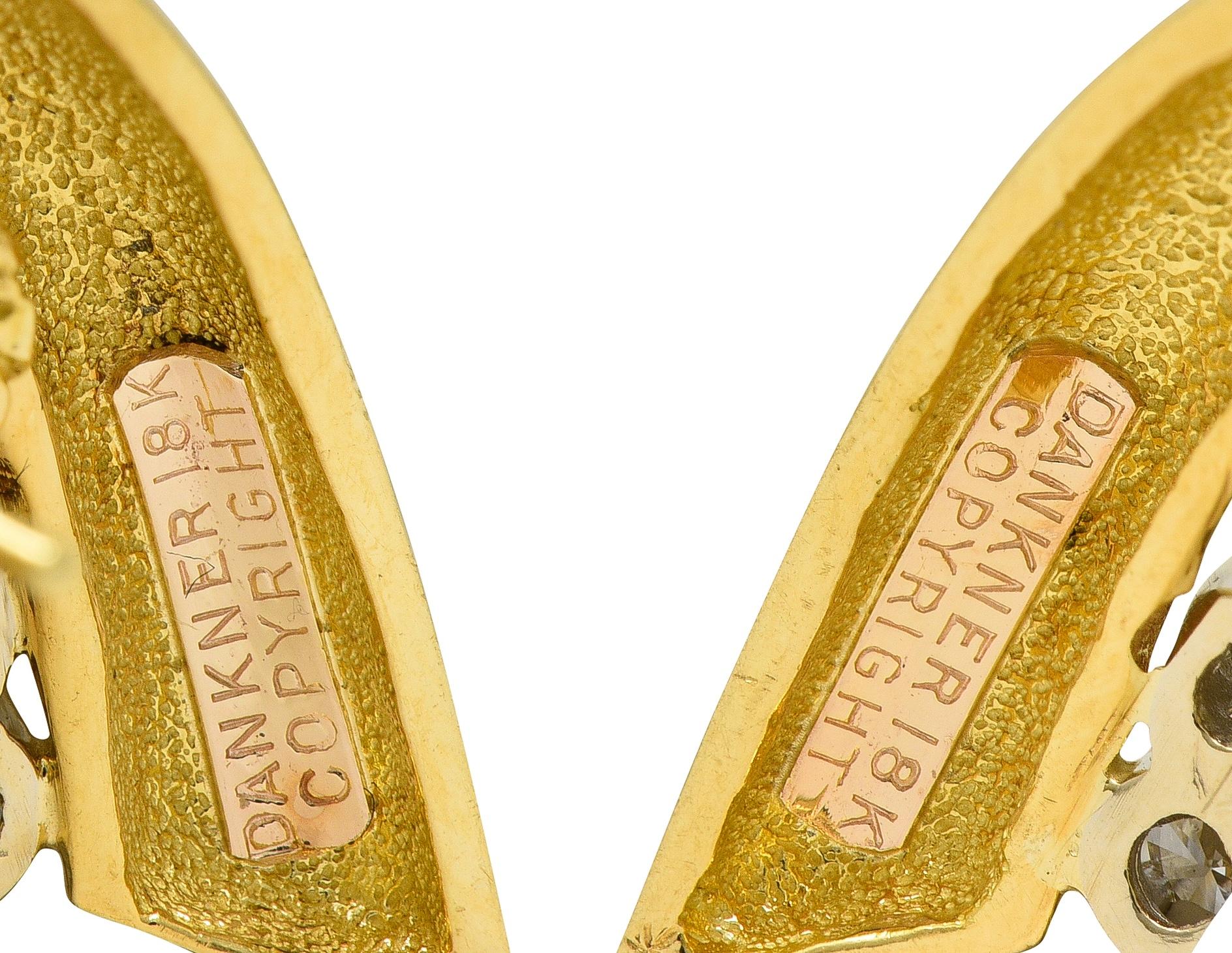 Dankner 1980's 1.50 CTW Diamond 18 Karat Yellow Gold Vintage Fanning Earrings