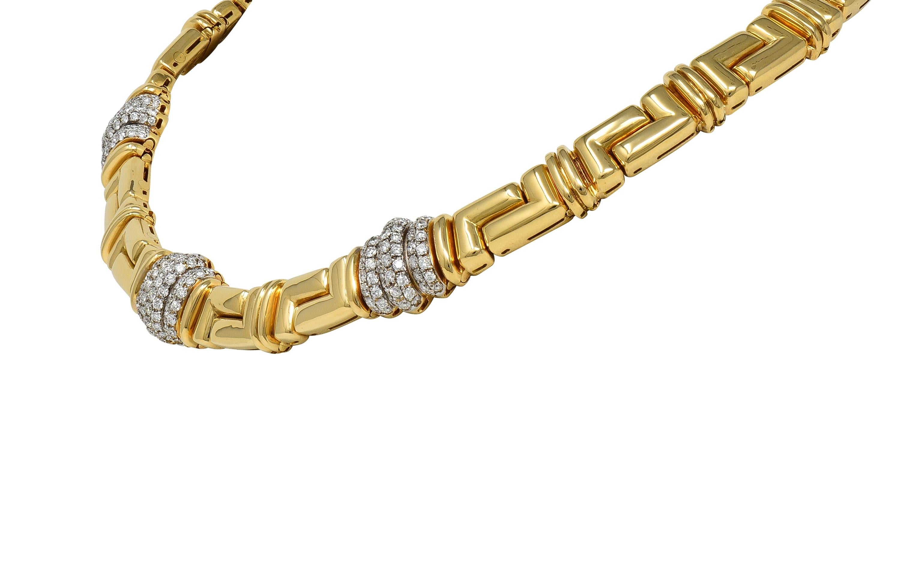 Bulgari 4.50 CTW Diamond 18 Karat Yellow Gold Geometric Vintage Collar Necklace