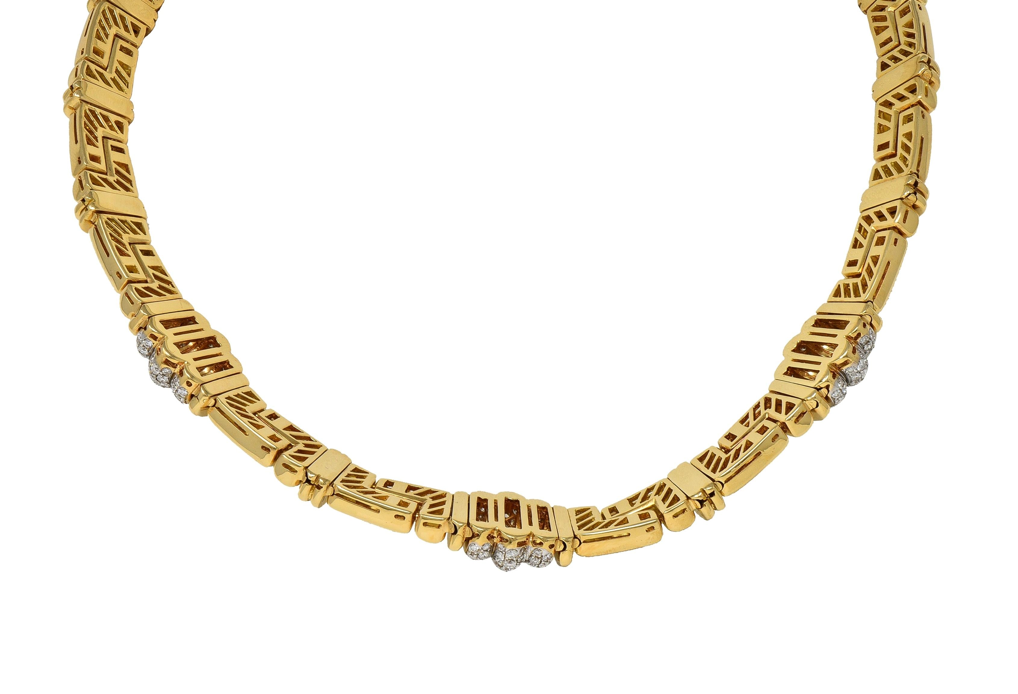 Bulgari 4.50 CTW Diamond 18 Karat Yellow Gold Geometric Vintage Collar Necklace