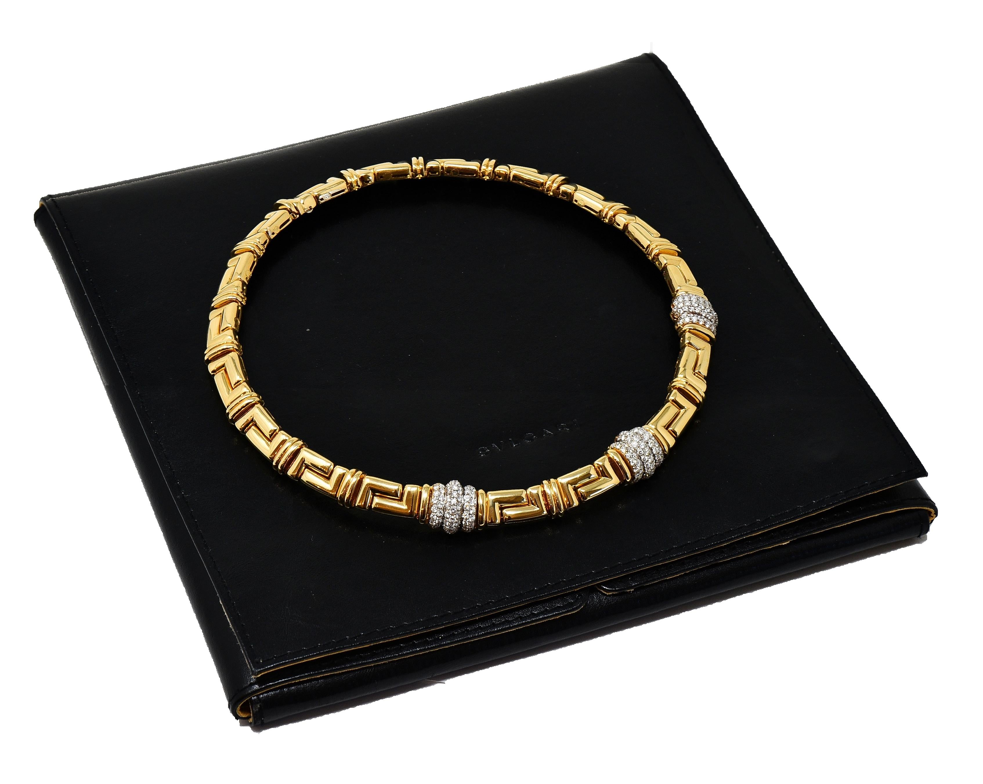Bulgari 4.50 CTW Diamond 18 Karat Yellow Gold Geometric Vintage Collar Necklace