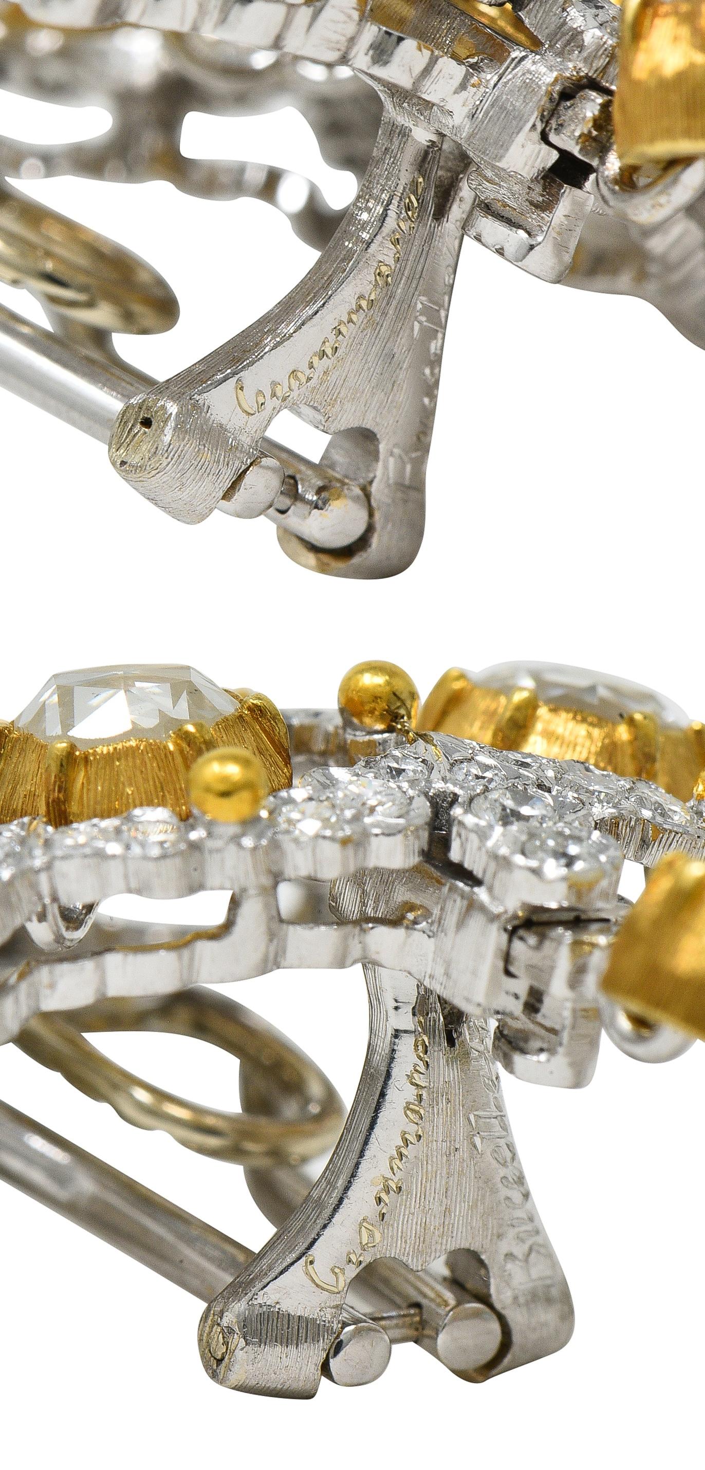 Substantial Buccellati Aquamarine Diamond 18K Gold Day Night Earrings