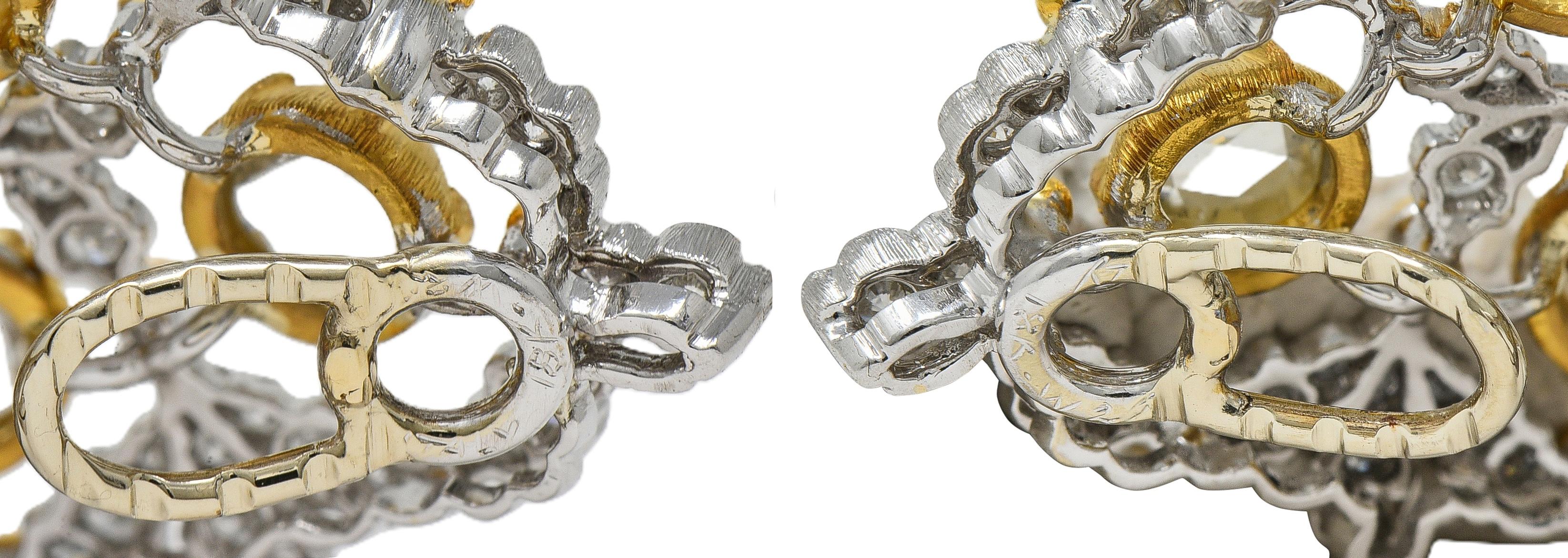 Substantial Buccellati Aquamarine Diamond 18K Gold Day Night Earrings