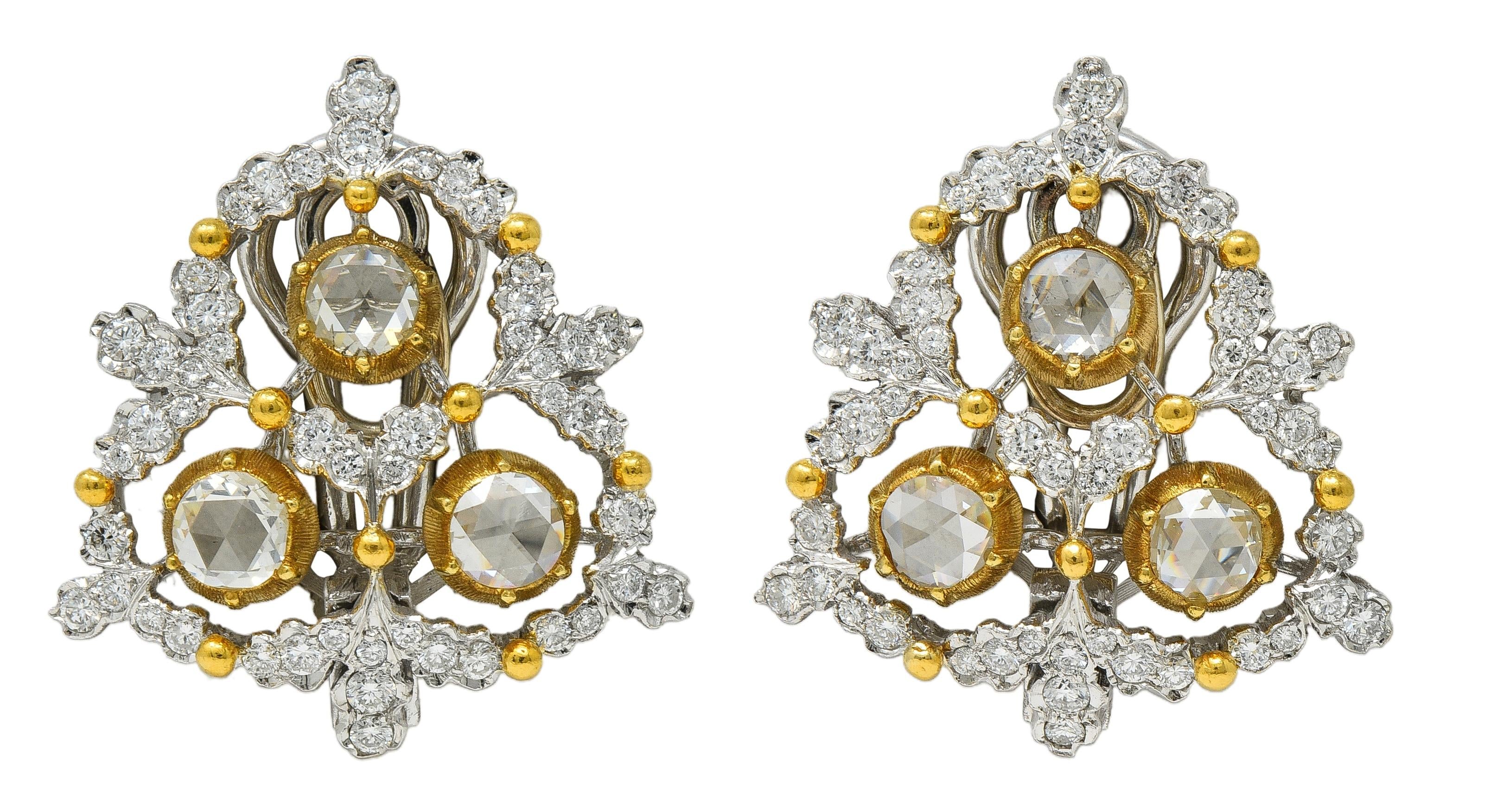 Substantial Buccellati Aquamarine Diamond 18K Gold Day Night Earrings