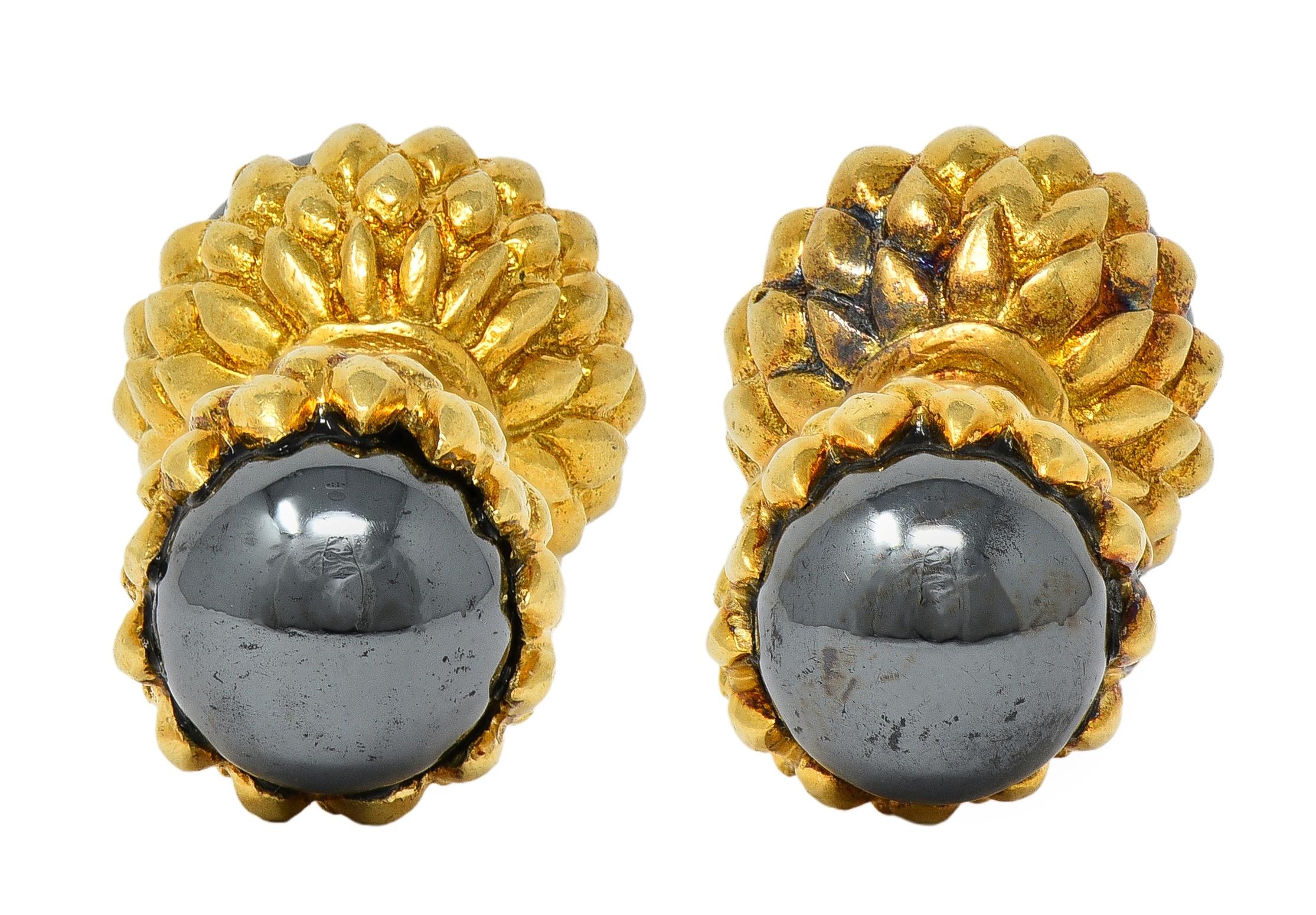 Jean Schlumberger Tiffany & Co. Hematite 18K Gold Vintage Acorn Cufflinks