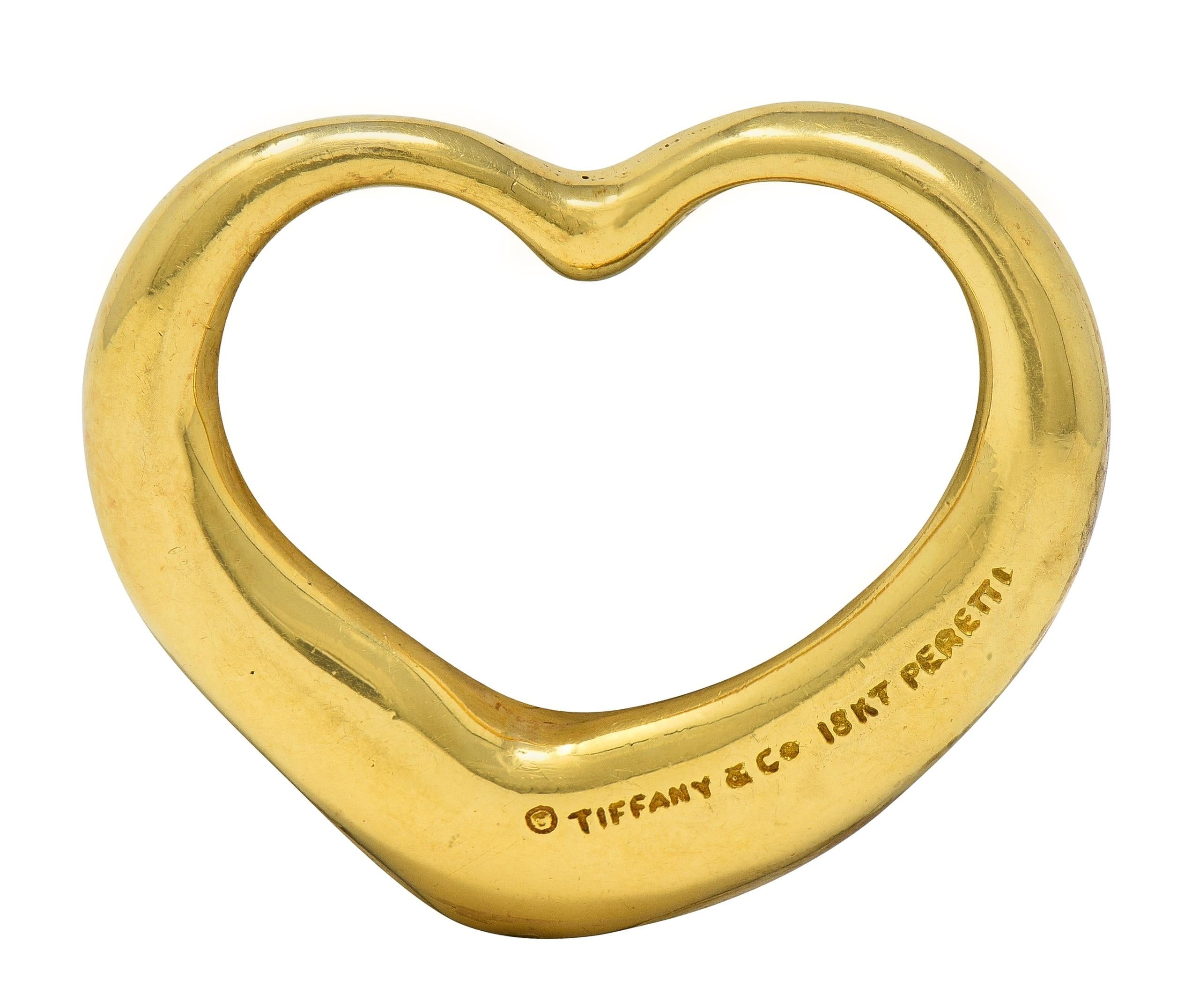Elsa Peretti Tiffany & Co. 1990's 18K Yellow Gold Vintage Open Heart Pendant
