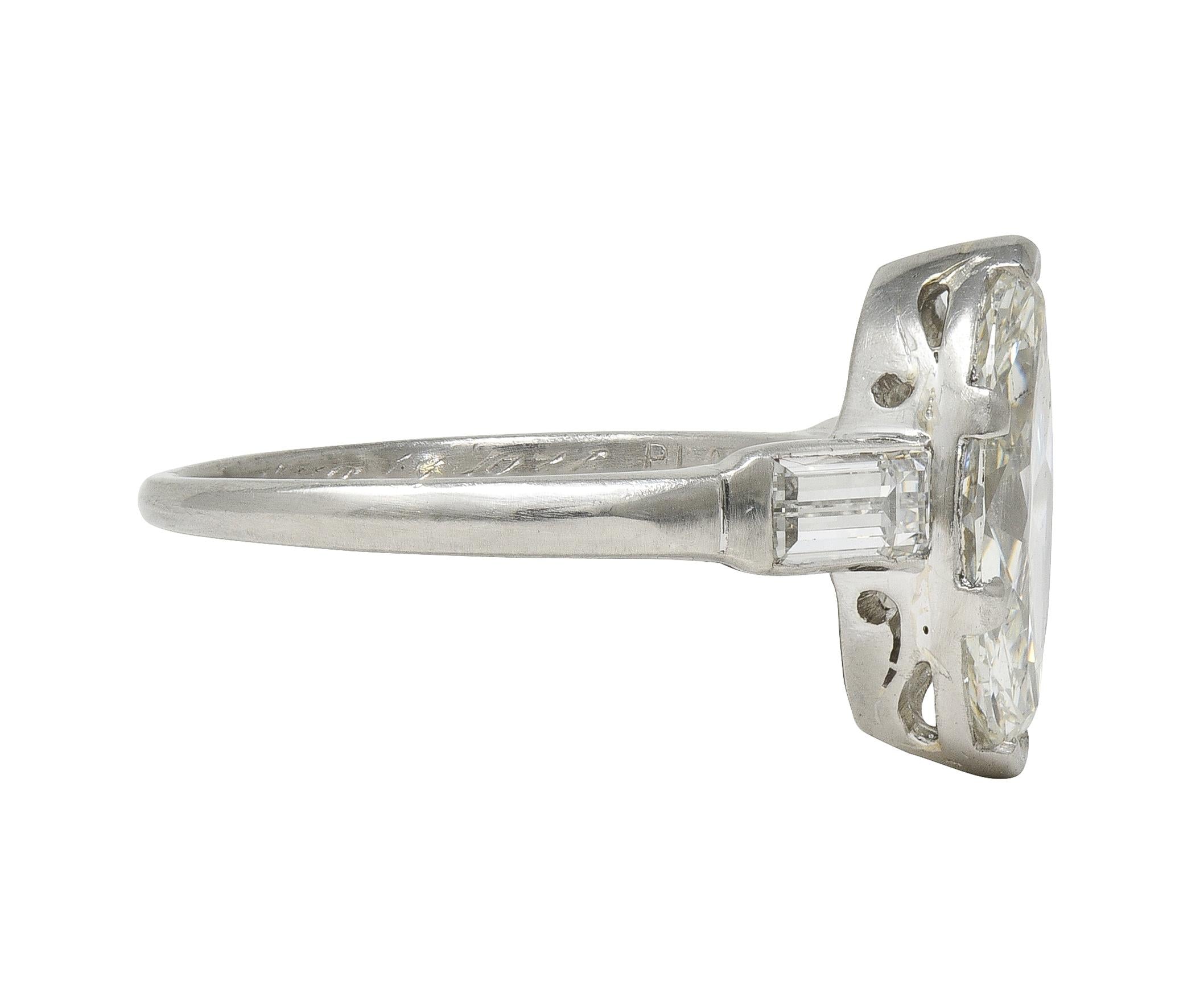 Art Deco 2.65 CTW Marquise Cut Diamond Platinum Vintage Engagement Ring