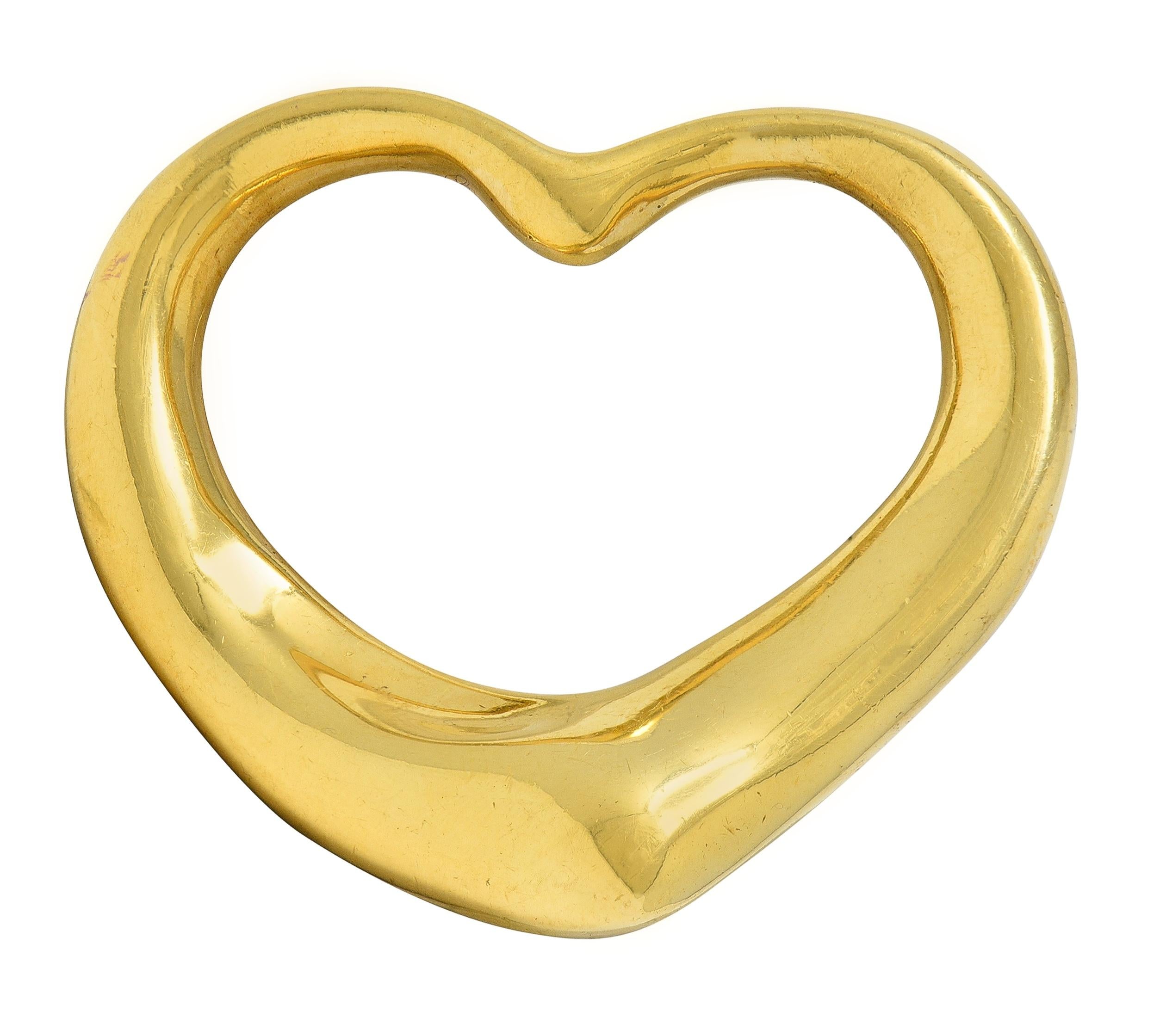 Elsa Peretti Tiffany & Co. 1990's 18K Yellow Gold Vintage Open Heart Pendant