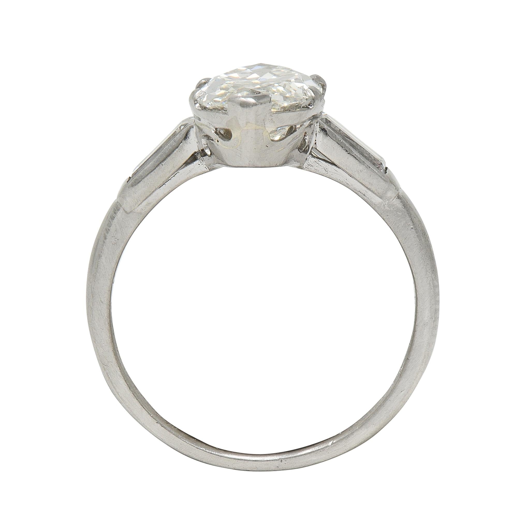 Art Deco 2.65 CTW Marquise Cut Diamond Platinum Vintage Engagement Ring