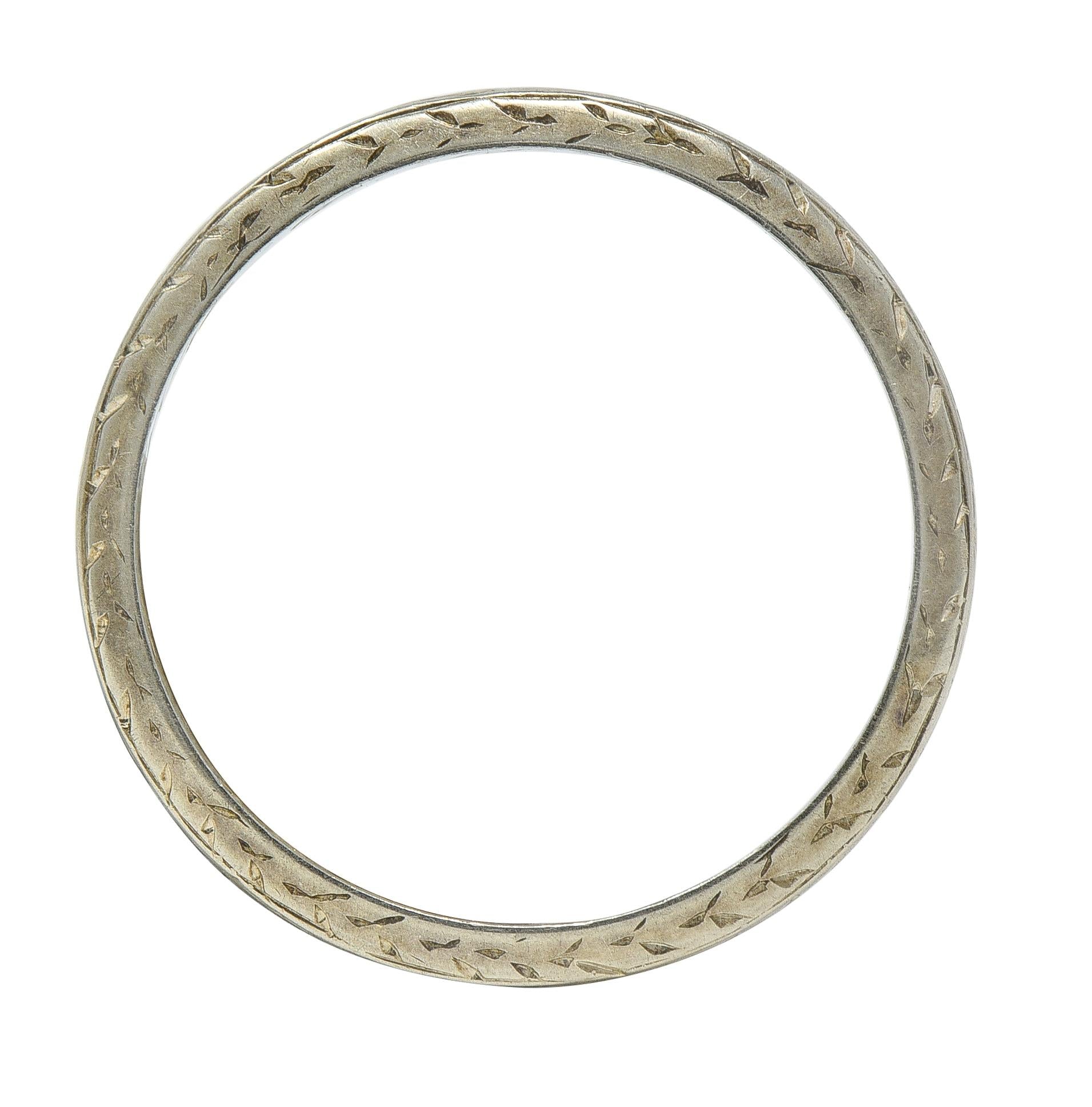 Art Deco 1929 18 Karat White Gold Vintage Wheat Wedding Band Ring