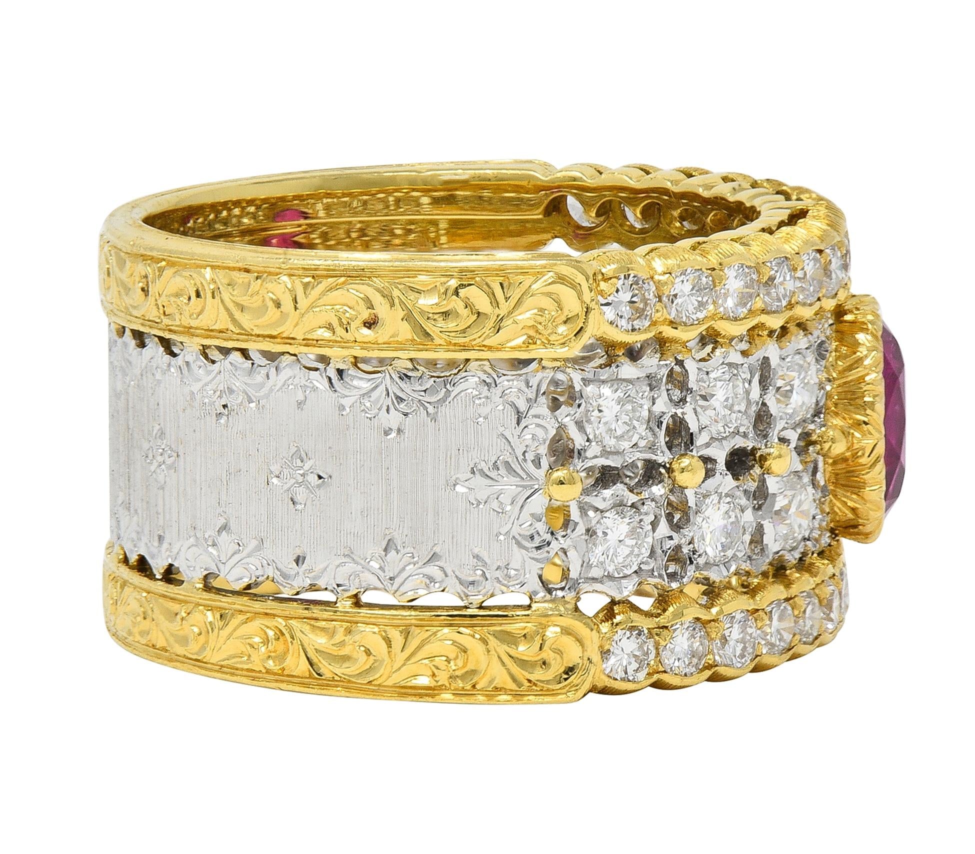 Buccellati Ruby Diamond 18K Yellow Gold Eternelle Vintage Band Ring