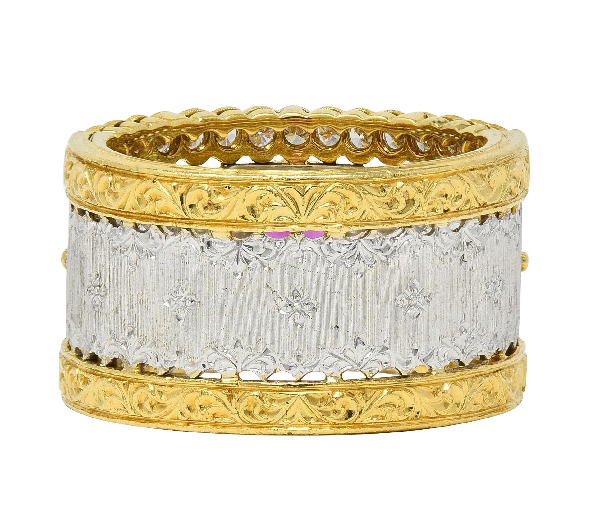Buccellati Ruby Diamond 18K Yellow Gold Eternelle Vintage Band Ring