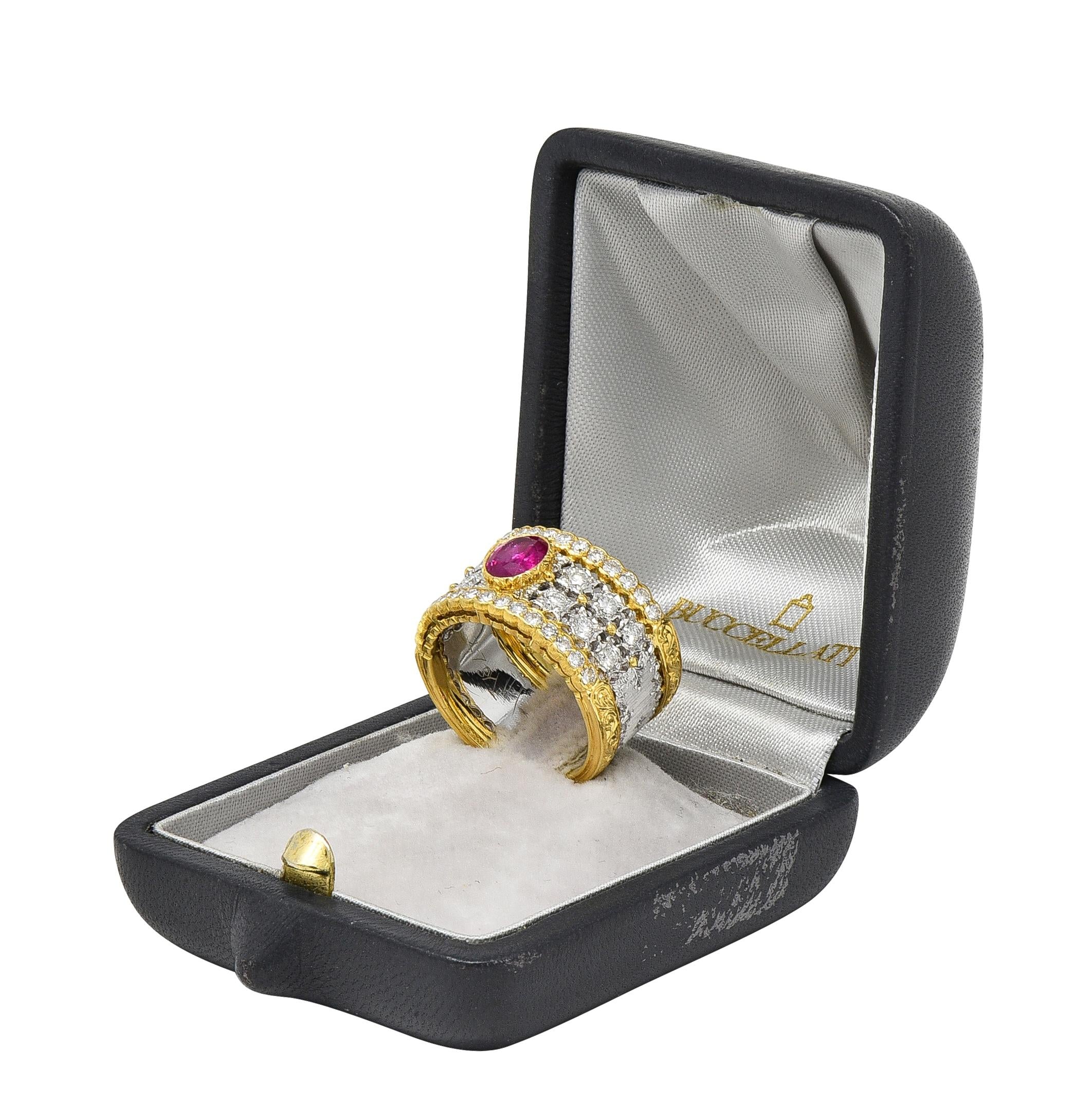 Buccellati Ruby Diamond 18K Yellow Gold Eternelle Vintage Band Ring