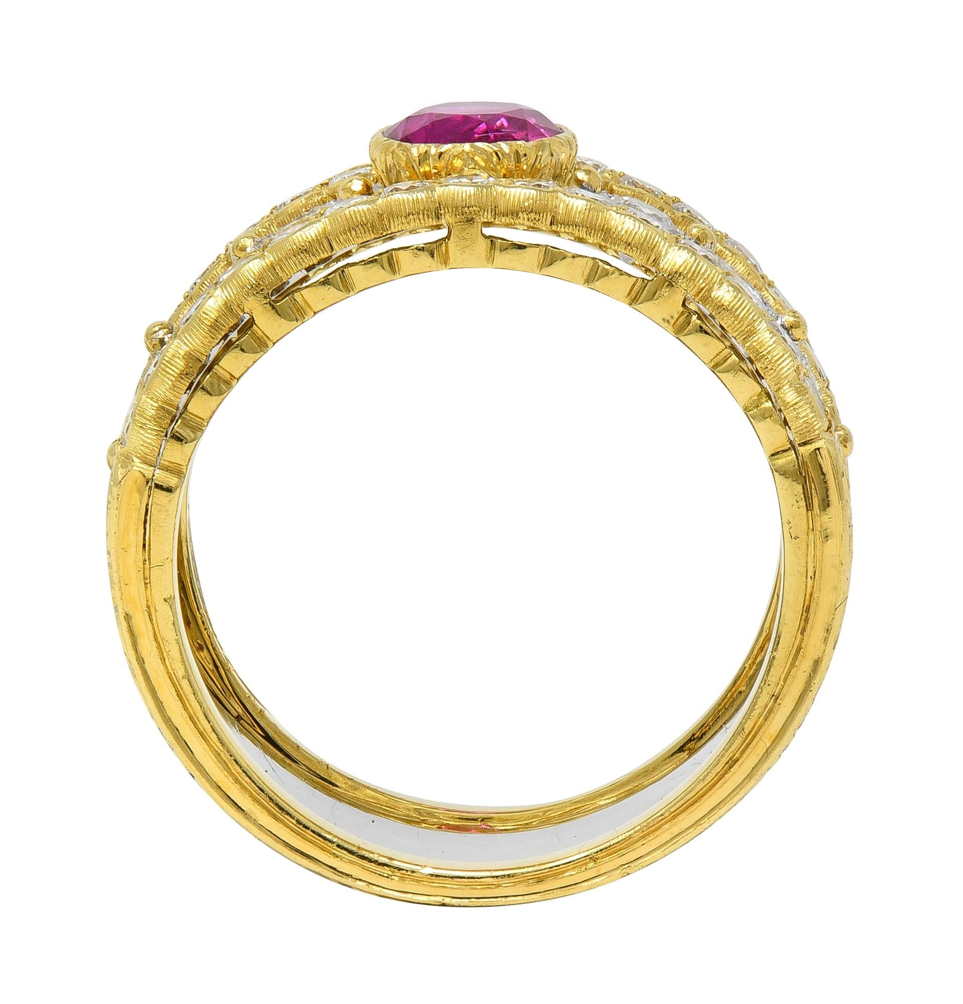 Buccellati Ruby Diamond 18K Yellow Gold Eternelle Vintage Band Ring