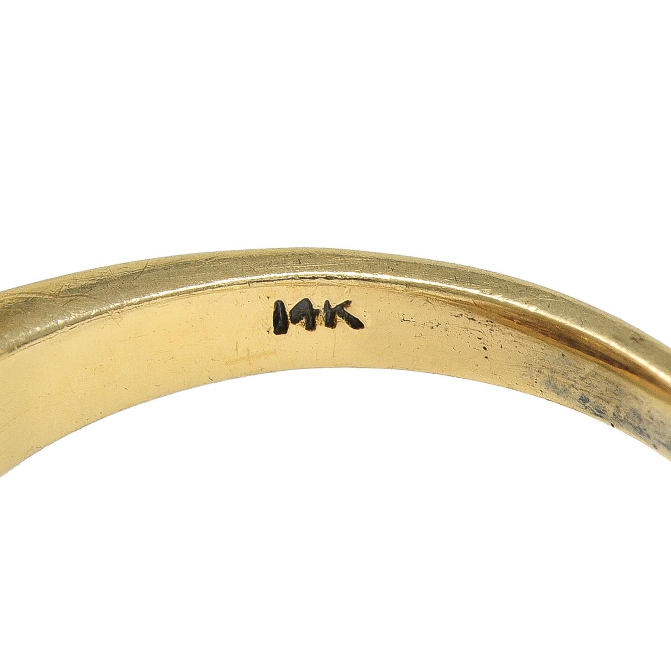 Victorian Old European Cut Diamond 14 Karat Yellow Gold Antique Cluster Ring