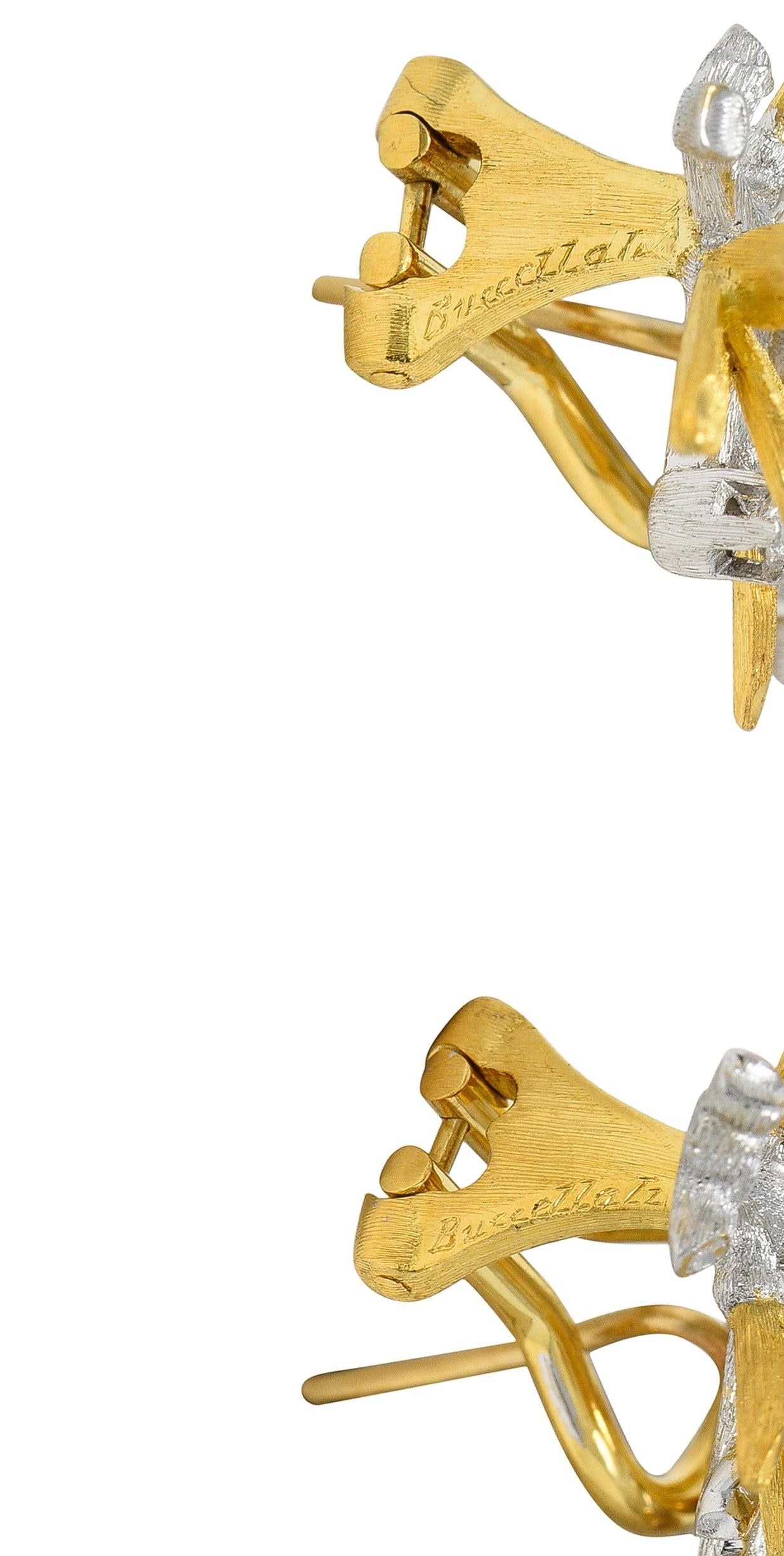 Buccellati 2000's Diamond 18 Karat Two-Tone Gold Olive Branch Earrings