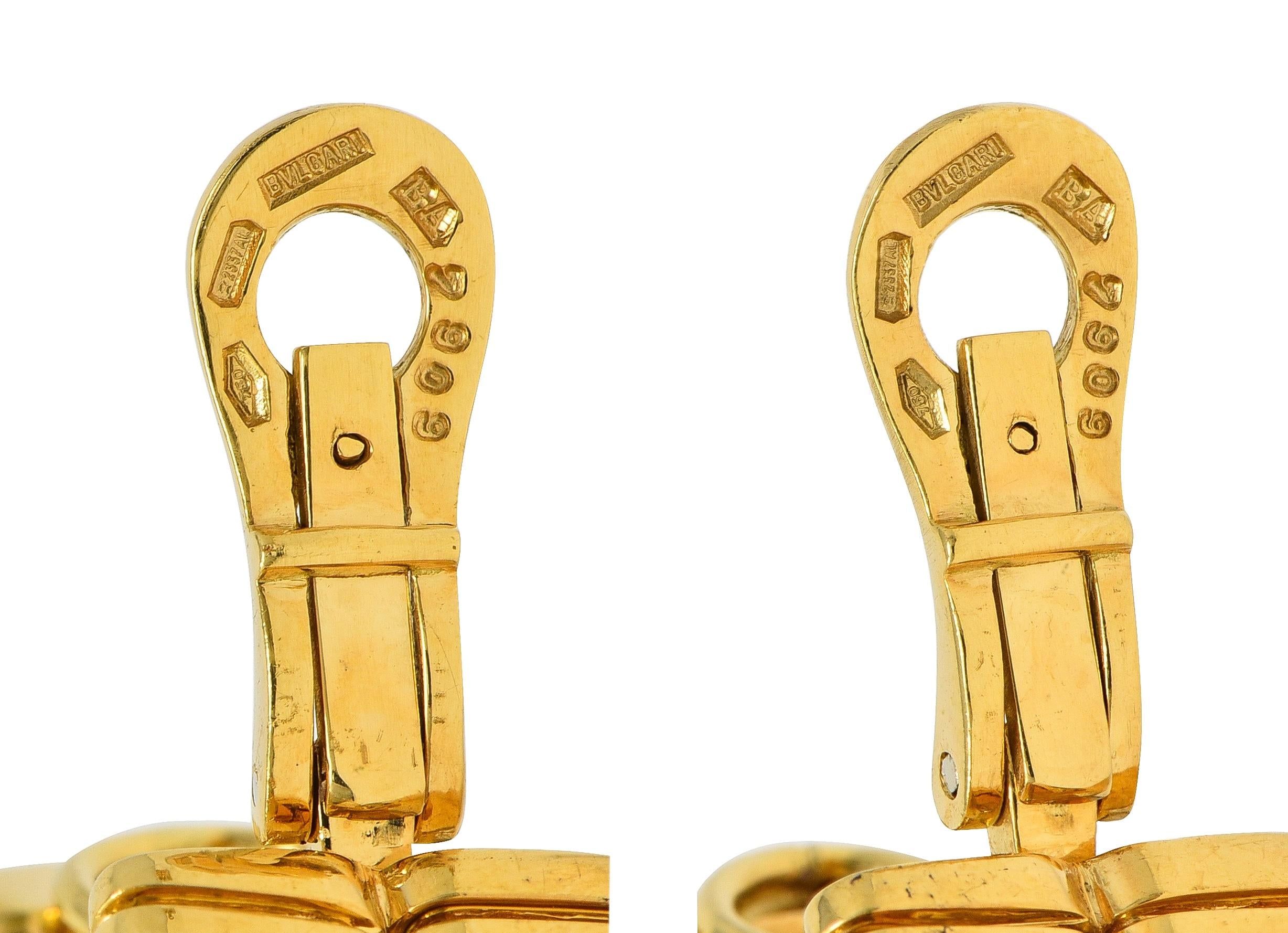 Bulgari 1990's 18 Karat Yellow Gold Vintage Tubogas J-Hoop Ear-Clip Earrings