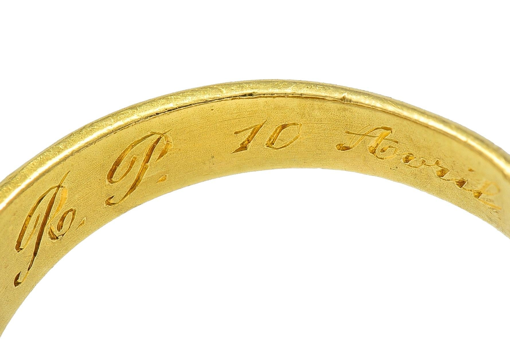 Art Nouveau French 1924 Diamond 18 Karat Yellow Gold Antique Lion Ring