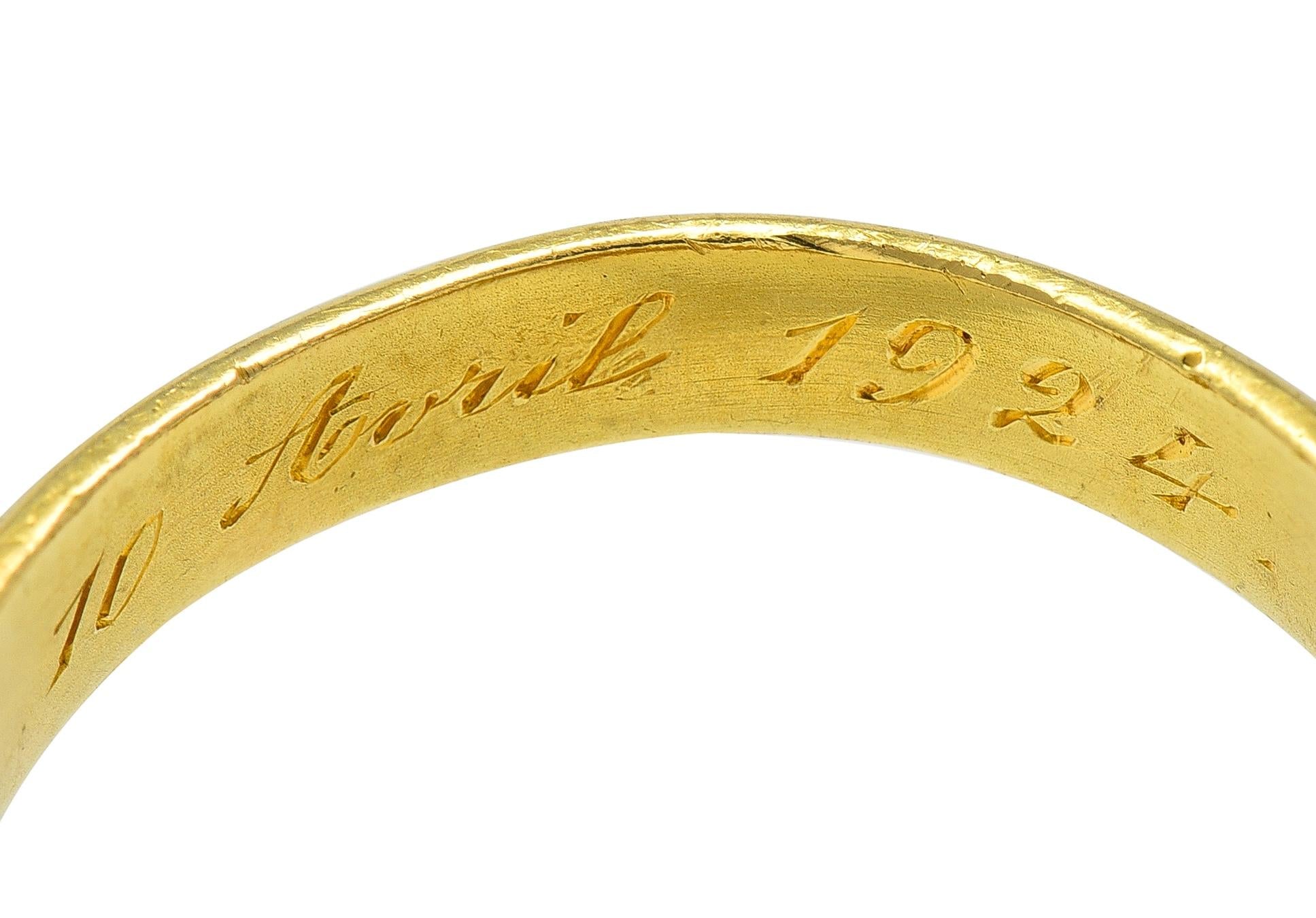 Art Nouveau French 1924 Diamond 18 Karat Yellow Gold Antique Lion Ring