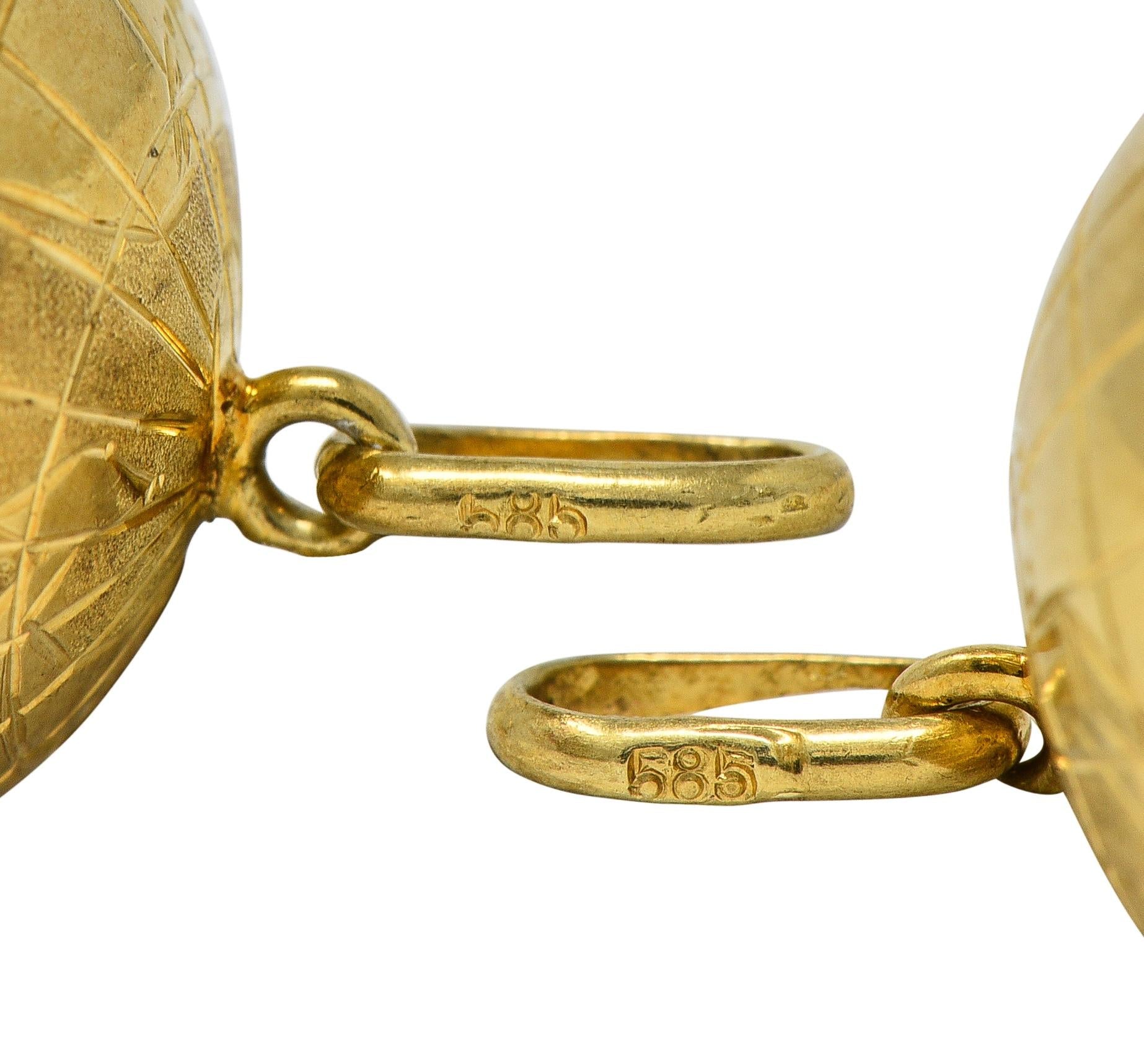 1950's 14 Karat Yellow Gold Vintage Globe Charm