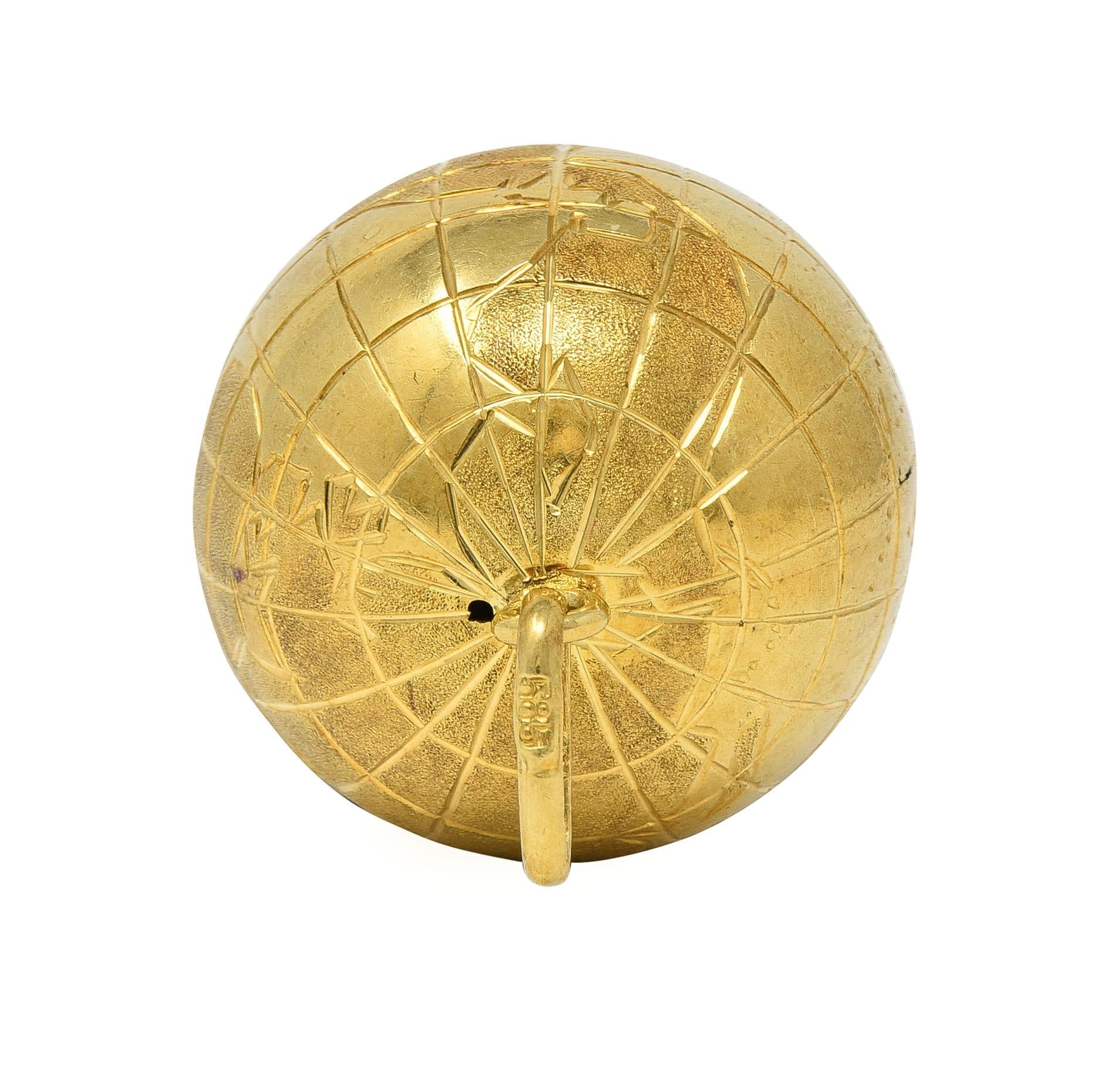 1950's 14 Karat Yellow Gold Vintage Globe Charm